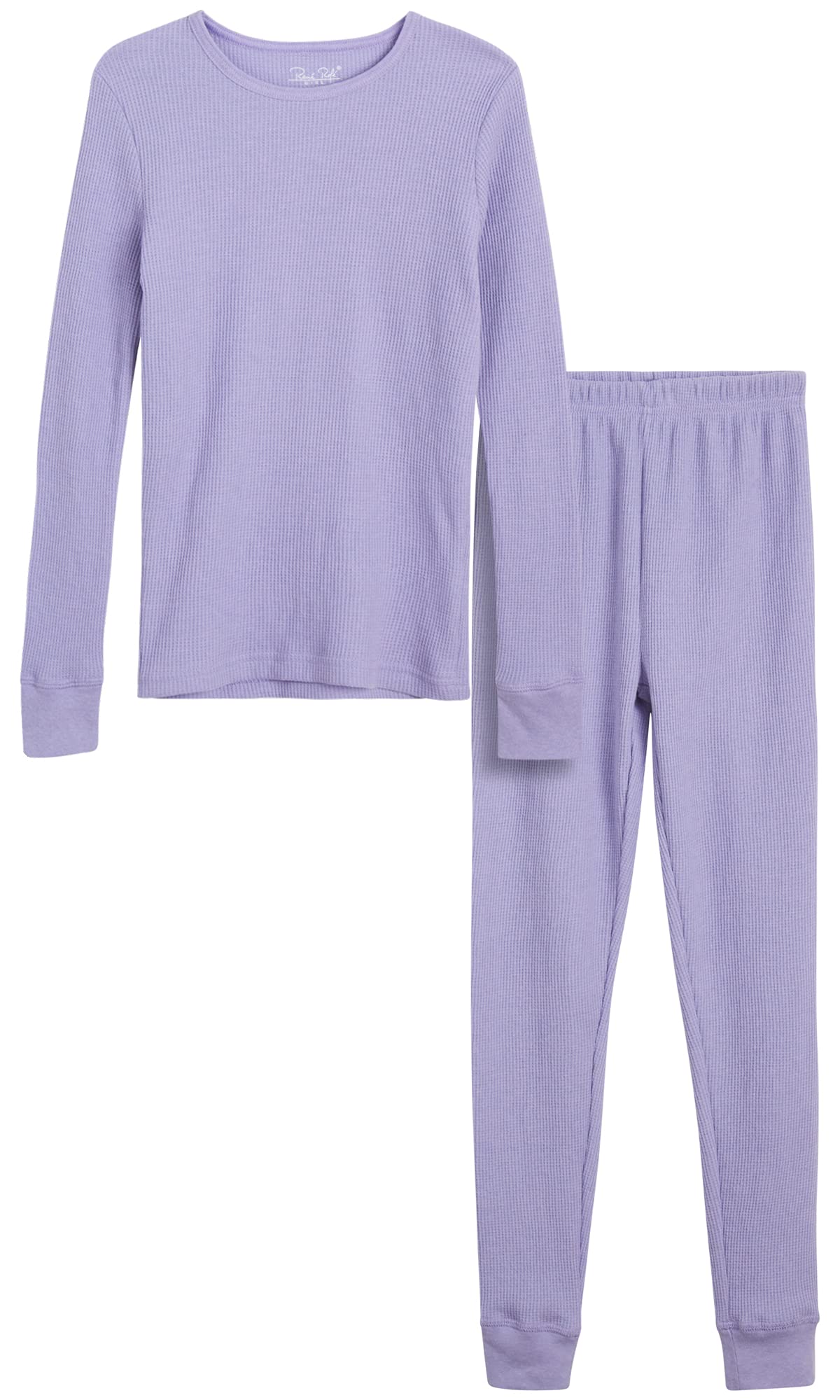 Rene Rofe Girls' Thermal Underwear Set - 2 Piece Waffle Knit Top and Long Johns (2T-16), Size 4-5, Lavender
