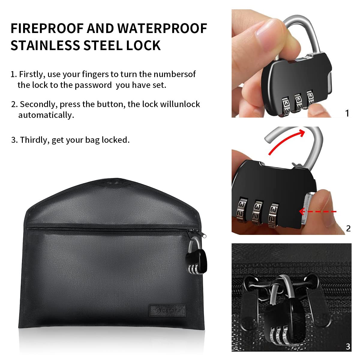 Sdstone Hanger Diversion Fireproof & Waterproof Safe with Lock & Small Fireproof Bag, Secret Safe for Money&Jewelry, Under Clothes with Hidden Compartment to Hide Items for Home or Travel Safe,2 Pack