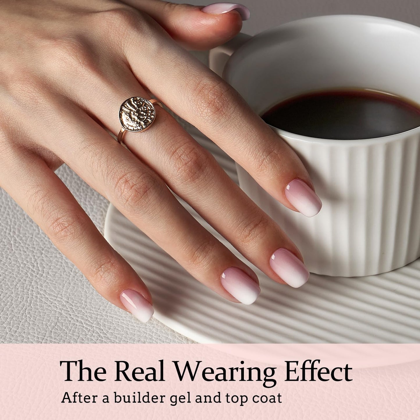 BTArtboxnails XCOATTIPS Ombre Nails - Square Press on Nails, Gel Nail Tips Extra Short Pink White Gradient Soft Gel False Nail Tips Soak Off Fake Nails Extensions DIY