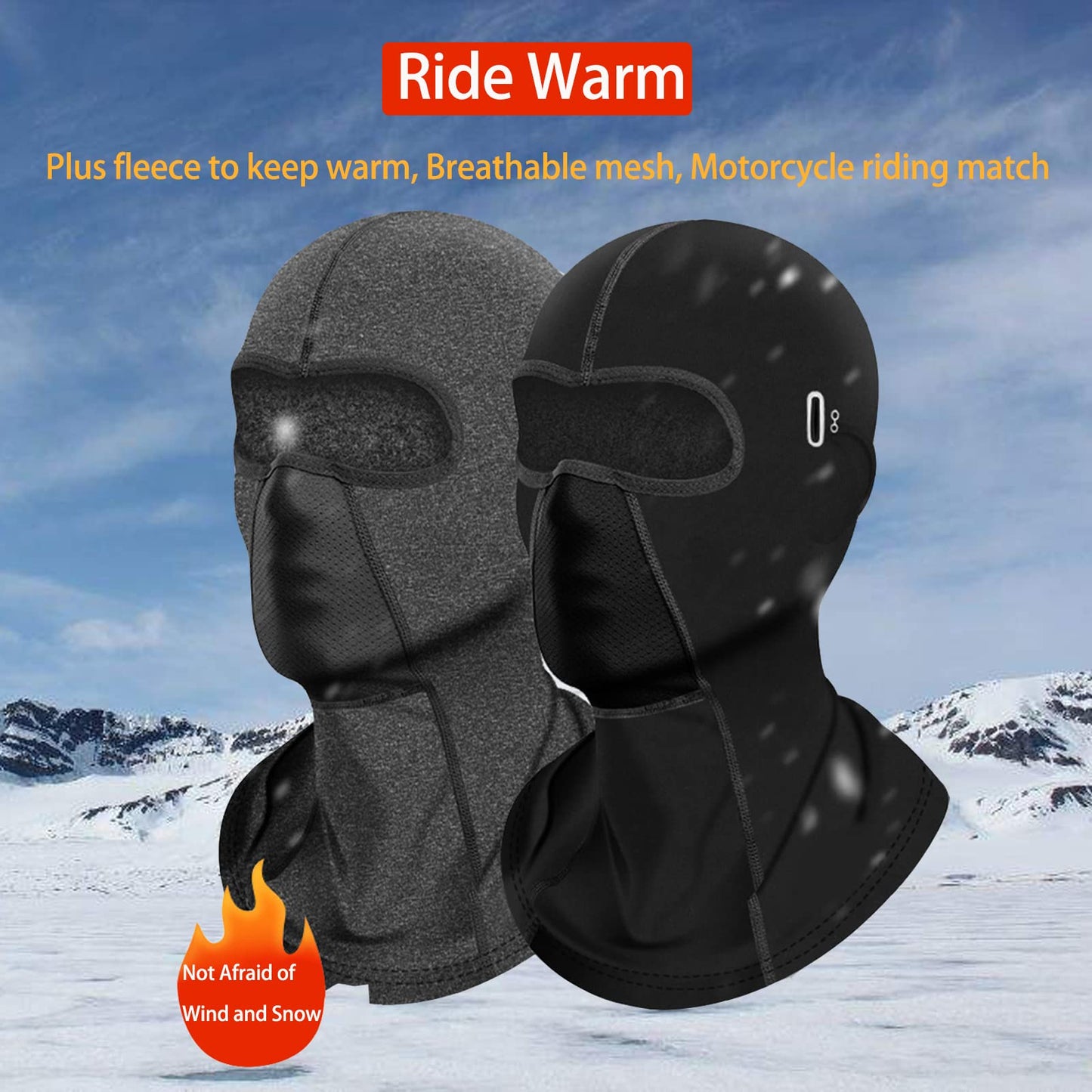 weilaike Cold Weather Balaclava Ski Mask, Water Resistant Windproof Fleece Thermal Face Mask, Moisture Wicking with Performance Soft(Black+Gray)