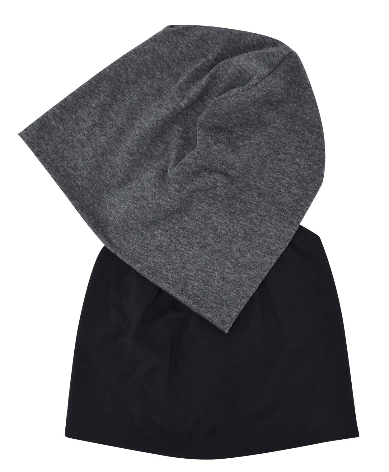 JHYWELL Cotton Beanie Hat Slouchy Jersey Soft Hats Skull Caps Lightweight Sleep Cap Summer Running Beanies Light Weight Chemo Hat for Men and Women (Black & Heather Grey)