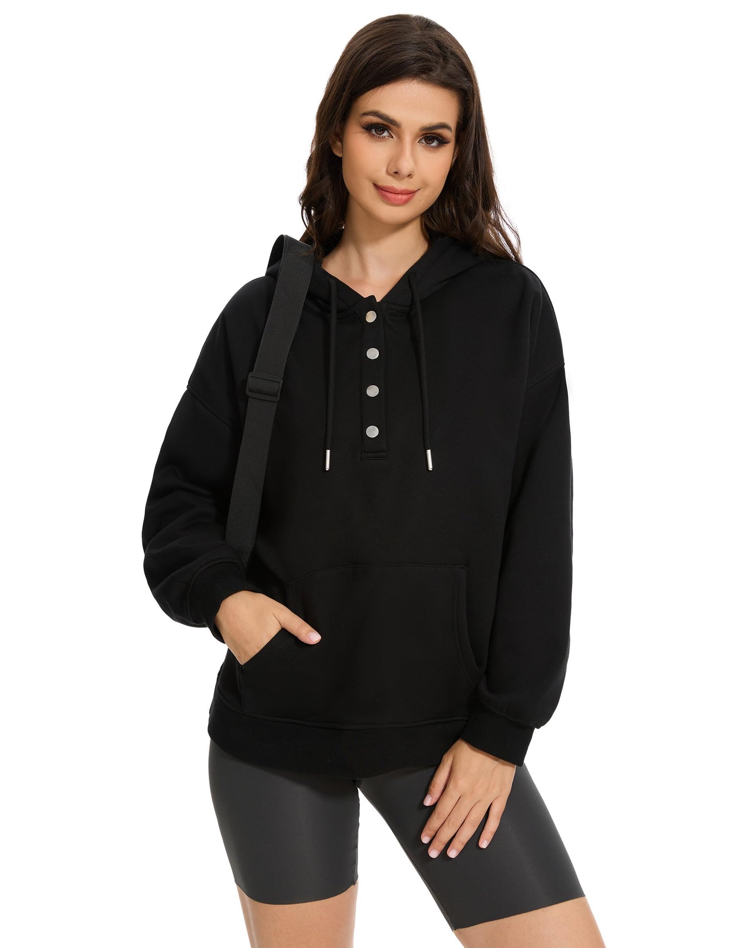 GRAMVAL Halloween Oversized Sweatshirts for Women Loose Fit Casual Long Sleeve Button Hooded Sweatshirt Hoodie with Pocket, Size XX-Large