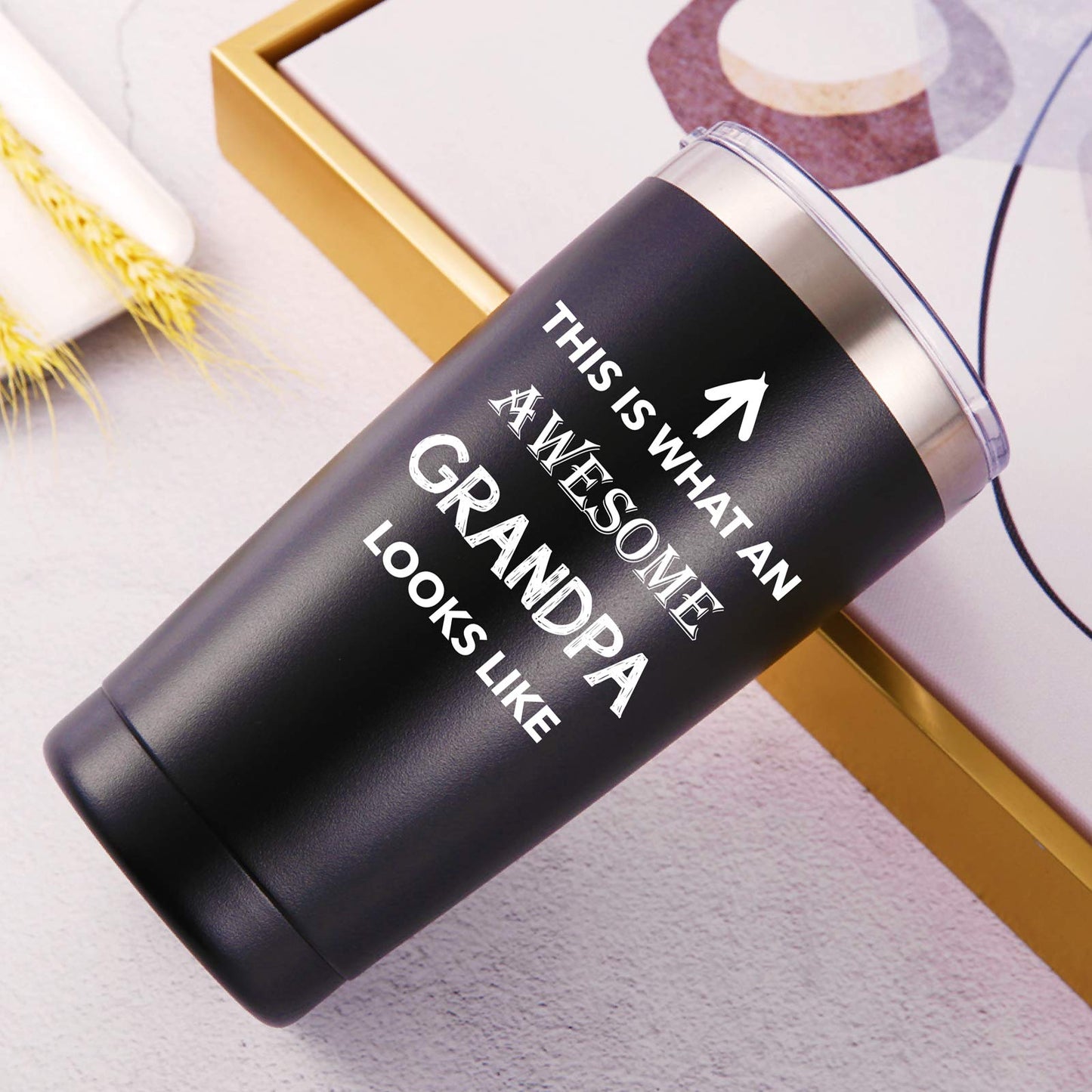 This Is What An Awesome Grandpa Looks Like Mug.Funny Grandpa Gifts.Birthday,Christmas Gifts for Men,Granddads,Grandfather,Grandpa from Grandchildren,Son,Daughter Tumbler(20oz Black)