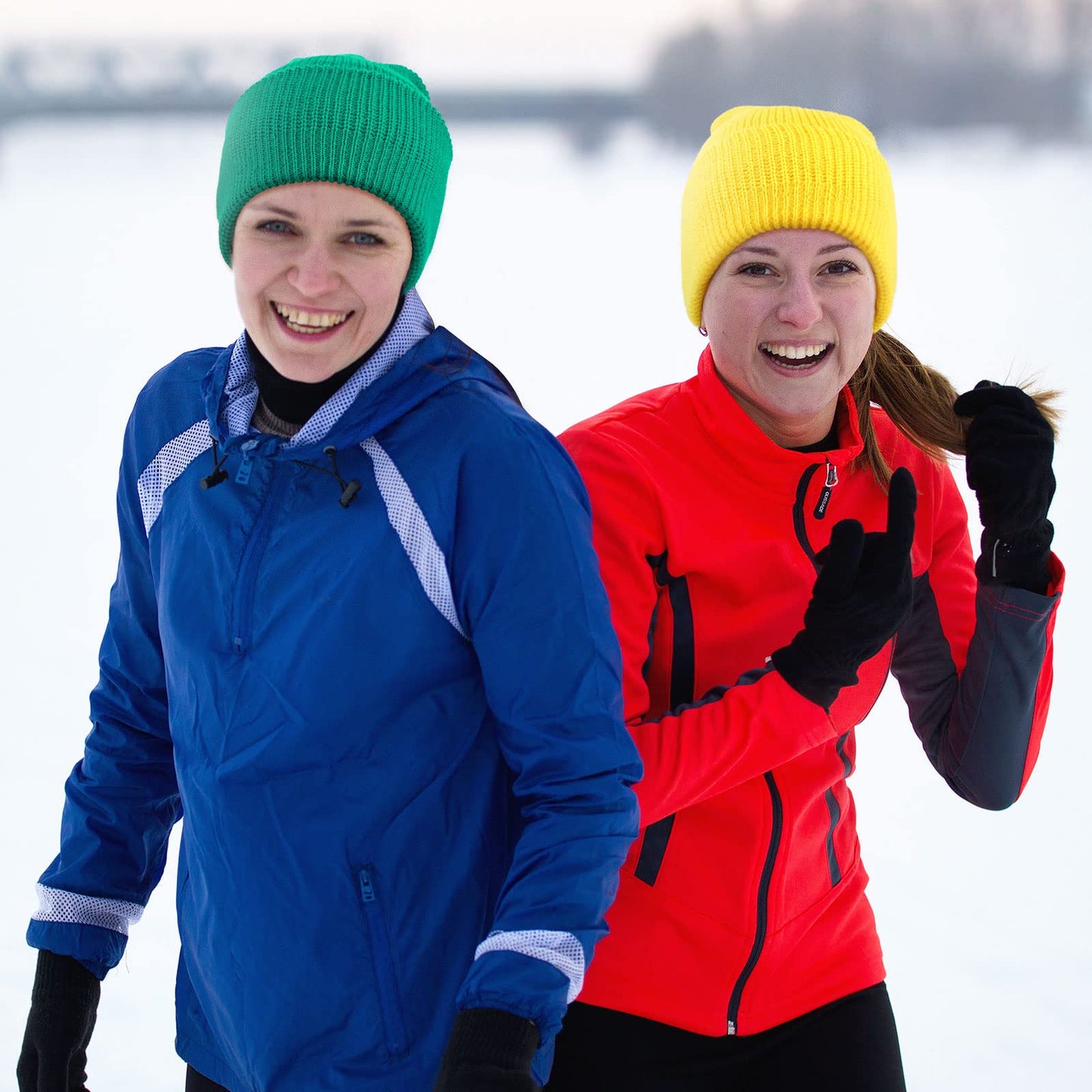 WILLBOND 2 Pieces Knitted Full Face Cover 3 Hole Mask Winter Balaclava Face Cover, One Size(Green, Luminous Yellow, Medium)