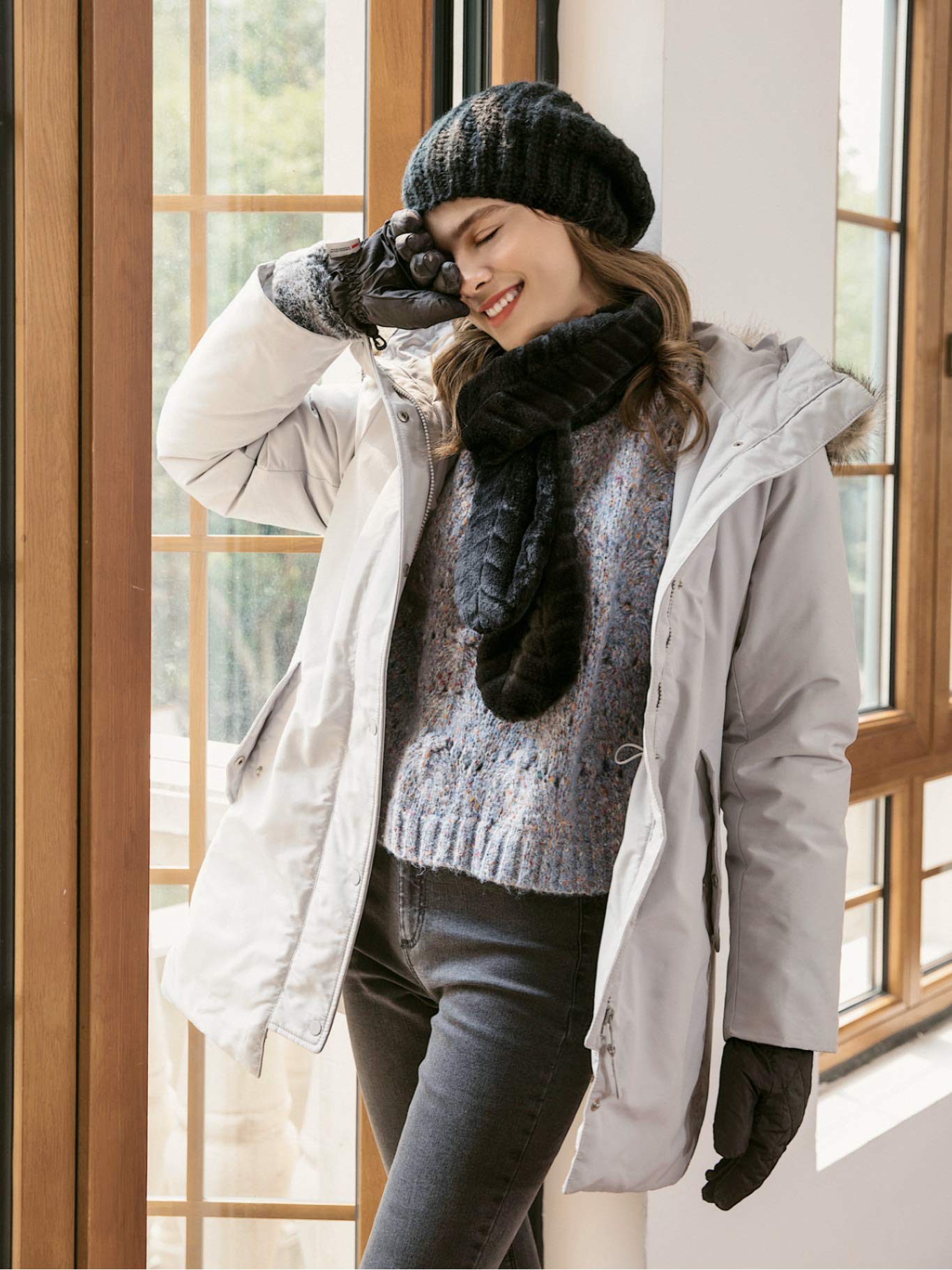 accsa Women Winter Ski Glove Waterproof 3M Thinsulate Warm Windproof Brown L