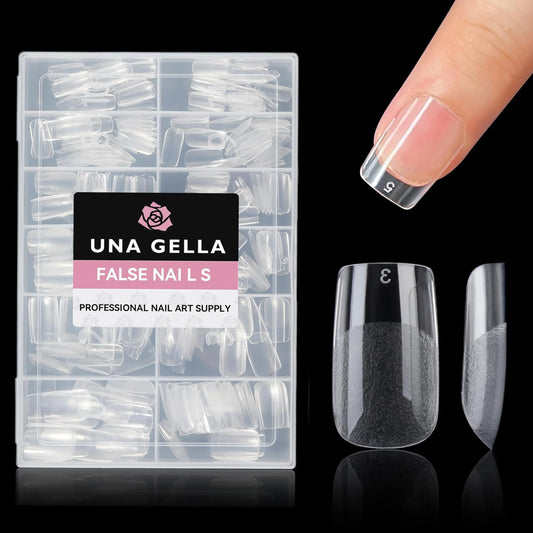 UNA GELLA Short Square Nail Tips 312pcs Square Fake Nails Pre-file Soft Gel Nails Tips for Full Cover Acrylic Nails False Nails12 Sizes Press on Nails For Gel Nail Extensions Home DIY Nail Salon