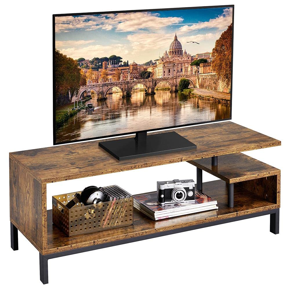 Yaheetech Industrial TV Stand for TVs up to 50 inch, Media Console Table with Storage Shelves for Living Room, Home Entertainment Center for Small Space, 42 x 16 x 16 inches, Rustic Brown