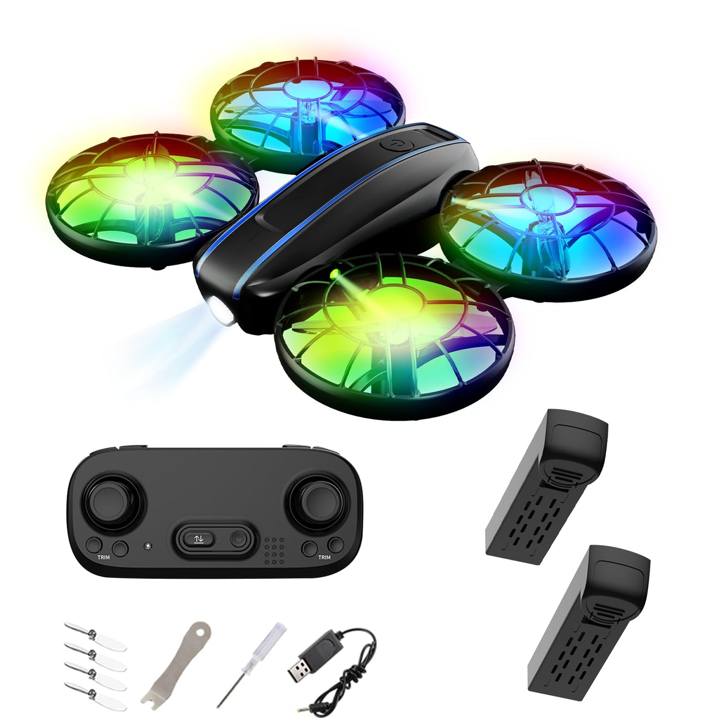 RC Drone for Kids and Beginner, Small RC Quadcopter with Lights and 3D Flip, Altitude Hold, Headless Mode, Propeller Full Protect, Easy to Fly Toys Drone for Kids Boys and Girls Gift (Black)