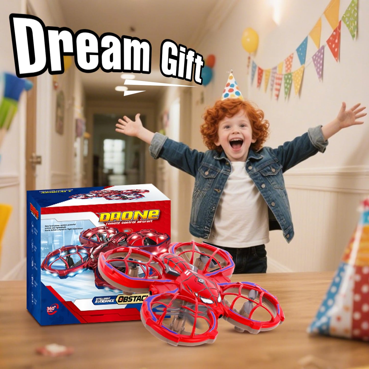 Aooess Drones for Kids 8-12: Spider Toy Stunt Drone With 5D Obstacle Avoidance, 3D Flip, Auto Hovering Indoor Drone, 2 Battery Kids RC Quadcopter With Led Lights RC Helicopter for Adults Kid