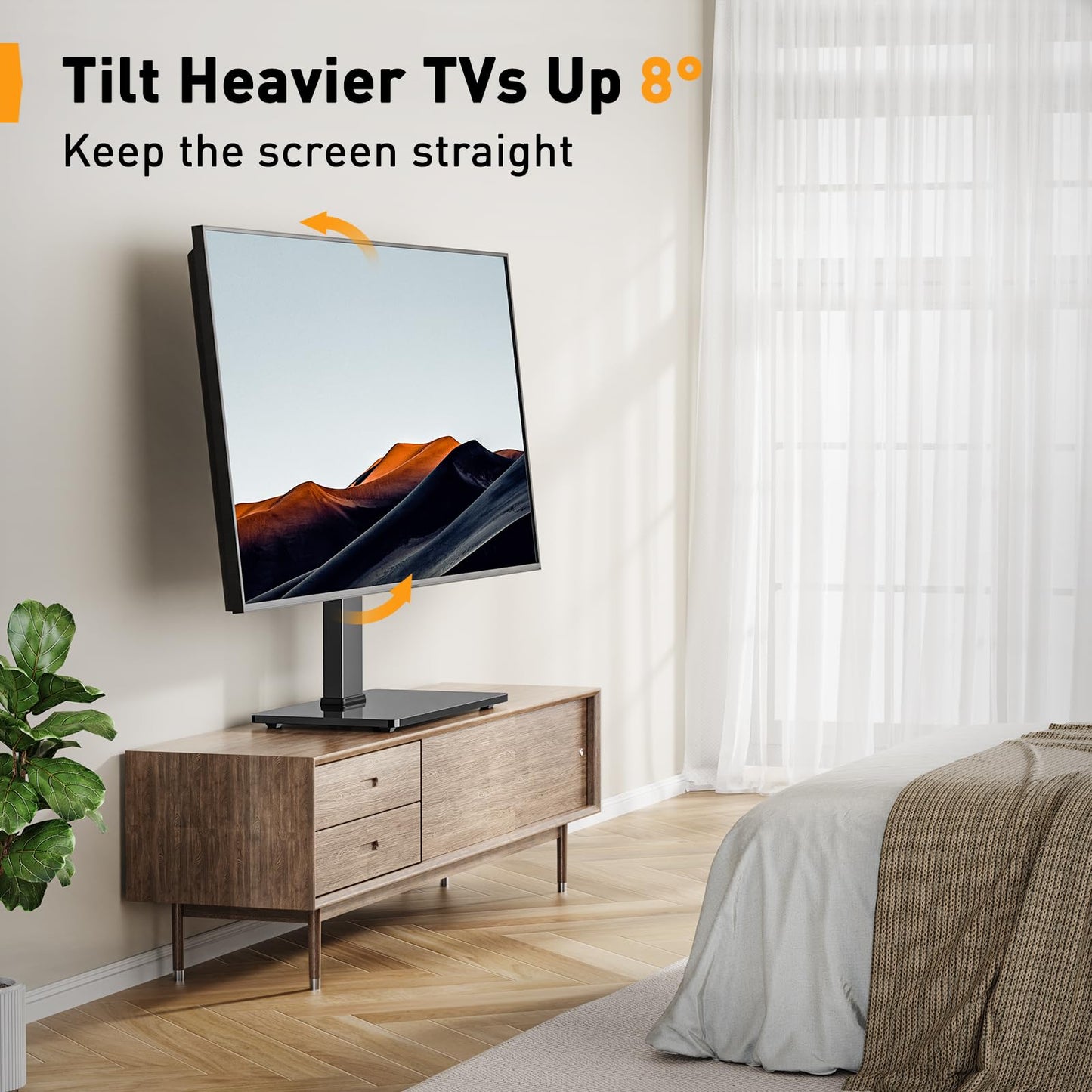 Perlegear TV Stand Mount, Universal Swivel TV Stand for 32–65 Inch LCD/LED/OLED TVs up to 88 lbs, TV Legs with Tempered Glass Base, Height Adjustable TV Base Stand with Tilt, Max VESA 400x400mm