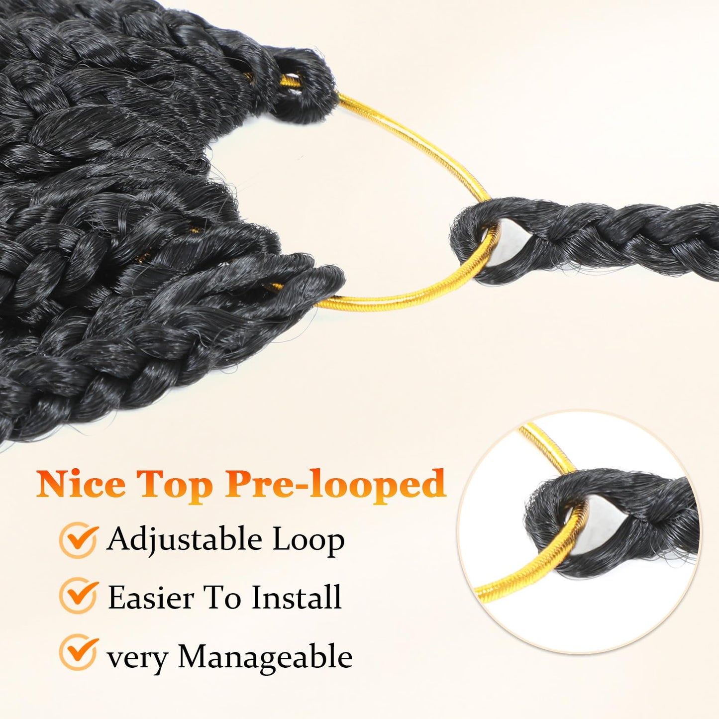 Yewell 14 Inch Goddess Box Braids Crochet Hair Curly Ends 9 Packs Pre Looped Boho Crochet Box Braids Bohemian Box Braid Crochet Hair For Black Women (14Inch 9 Packs,1B)