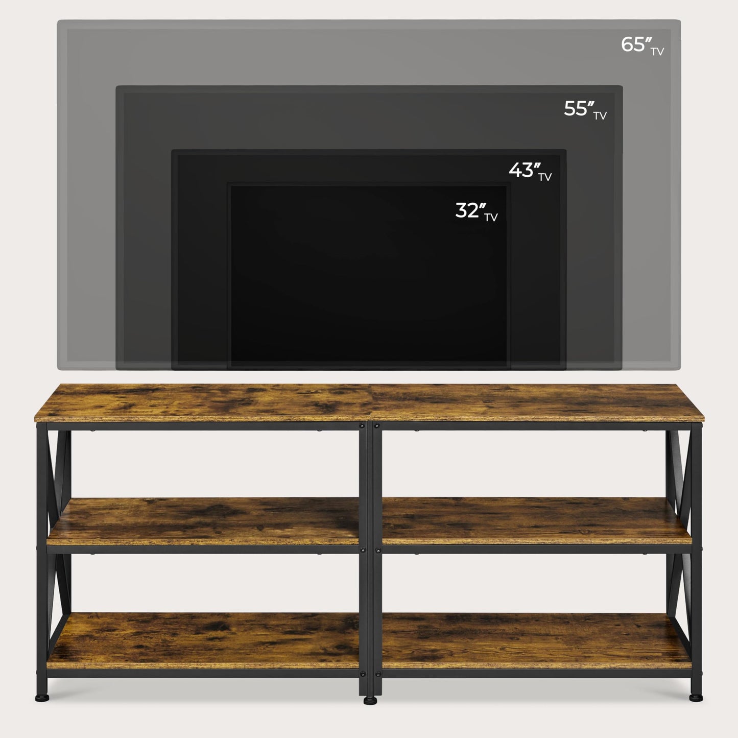 Yaheetech TV Stand for 65 Inch TV, Farmhouse Entertainment Center for Living Room, 55 Inch TV Media Console Table, Living Room Shelves, Rustic Brown