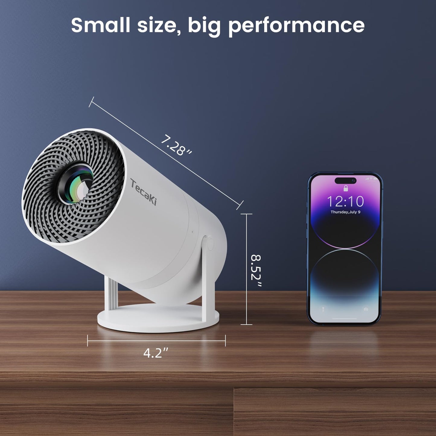 Mini Portable Projector with WiFi and Bluetooth, Movie projector 1080P HD Supported, Auto Keystone Correction, 180° Rotatable, Compatible with TV Stick, HDMI, USB, Smartphone, Laptop (White1)