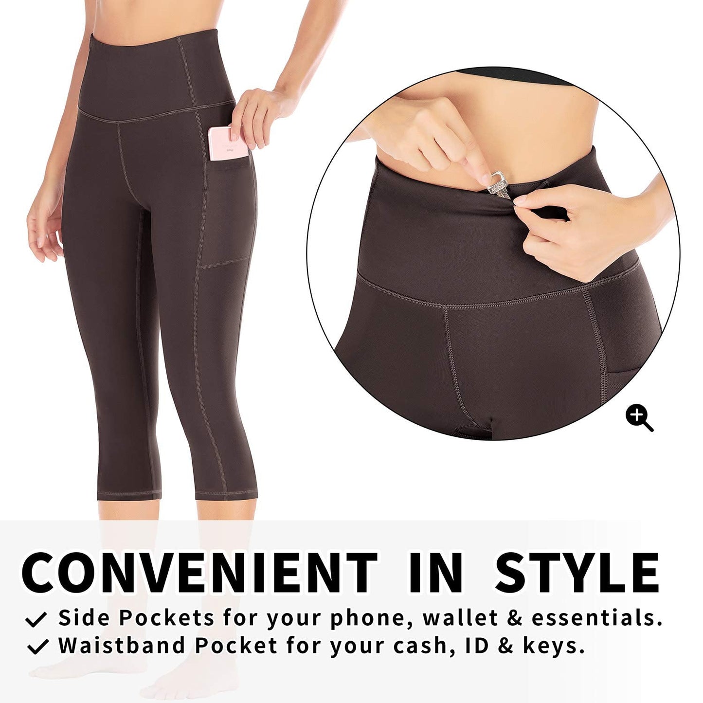 Ewedoos Womens Yoga Pants with Pockets Capri Leggings for Women Tummy Control Workout Leggings Compression Capris Pants