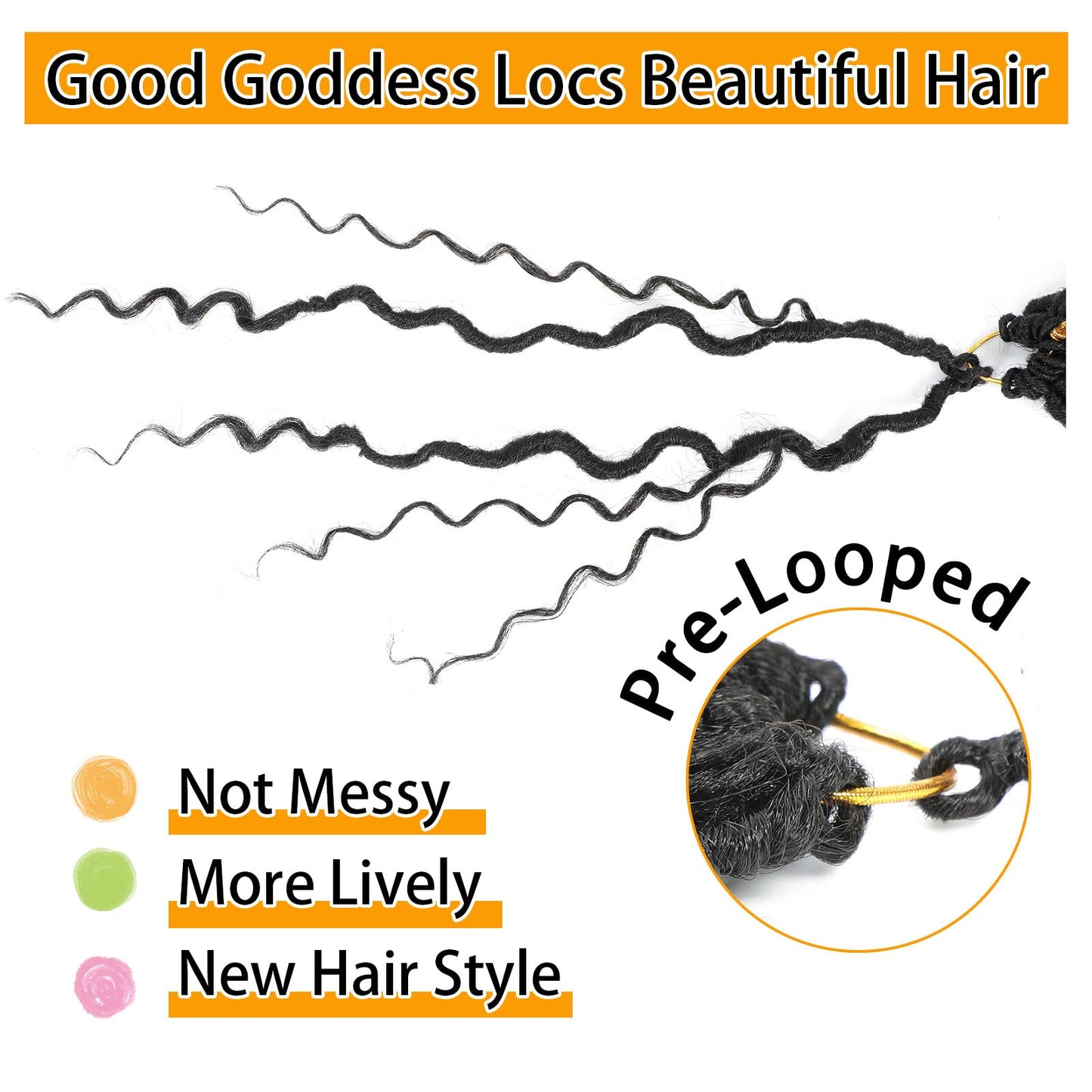 Col Bling Goddess Locs Crochet Hair for Black Women 14 Inch, 8 Packs Faux Locs Crochet Hair, Boho Style Locs, River Locs Hair with Curly Ends (14Inch, 1B, 8Packs)