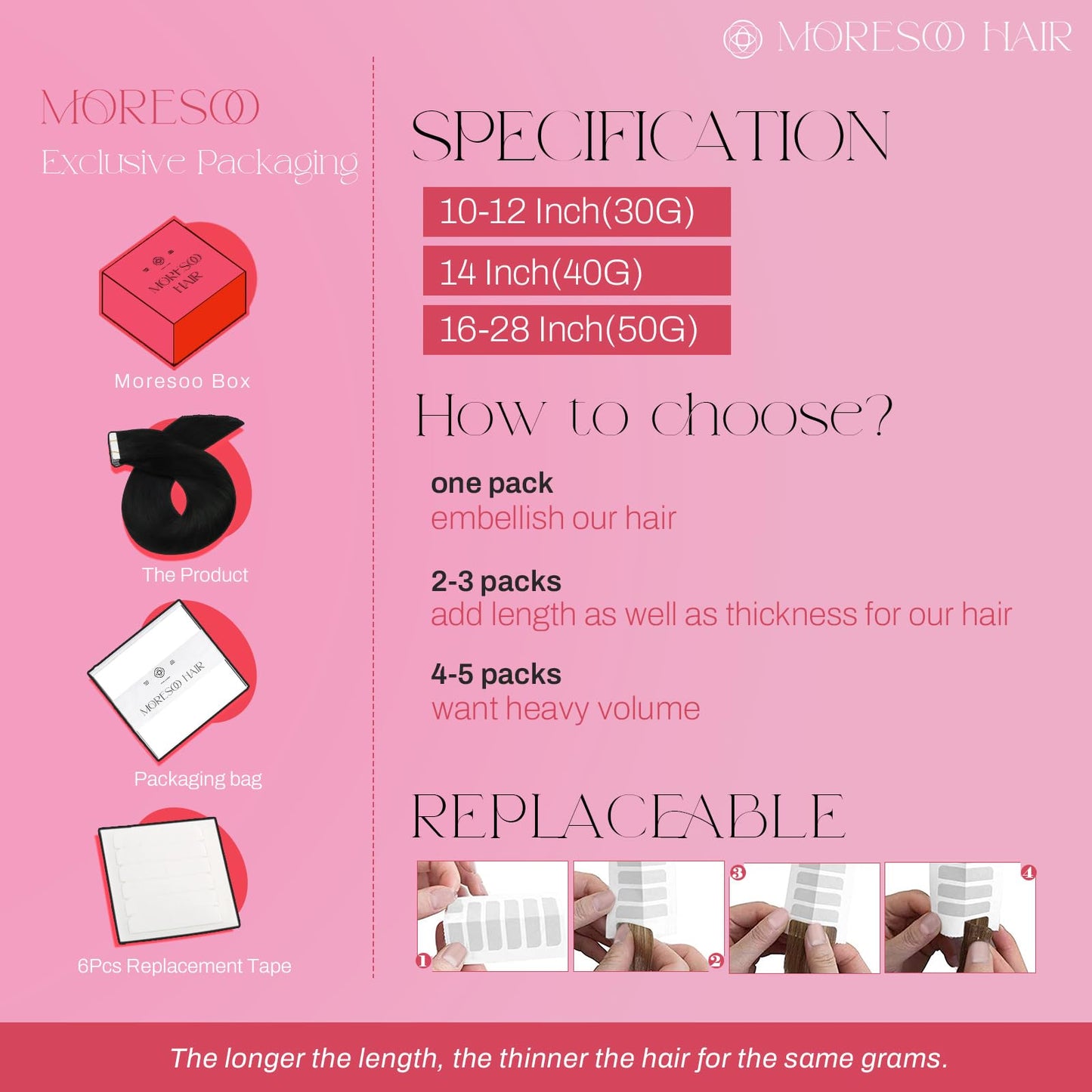 Moresoo Black Tape Hair Extensions 16 Inch Real Hair Tape in Extensions Jet Black Human Hair Extensions Glue in Remy Fashion Hair 20Pcs/50g #1