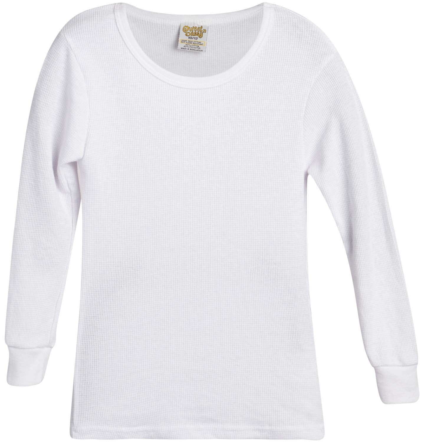 Sweet & Sassy Girls' 2-Piece Thermal Warm Underwear Top and Pant Set, Size 10-12, White