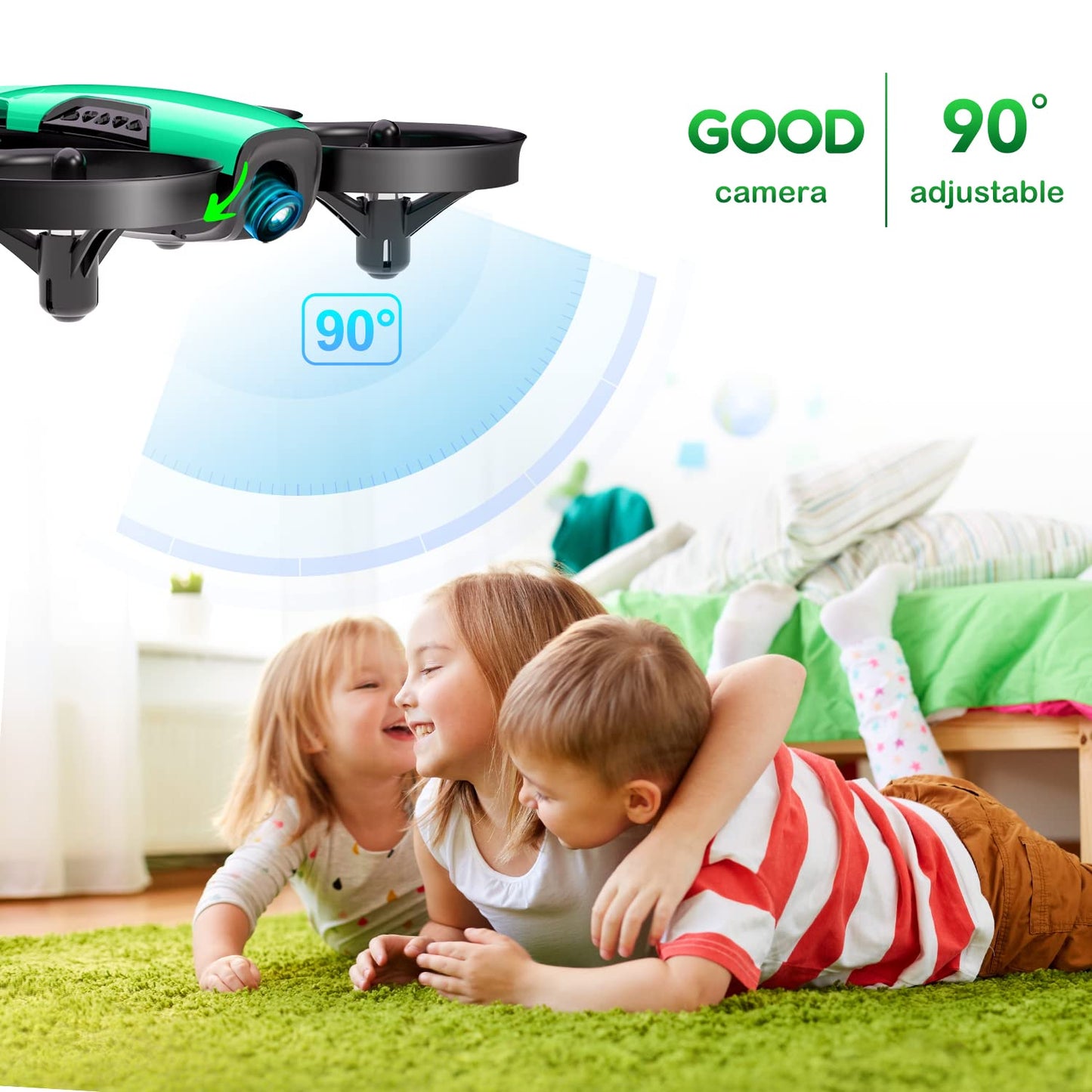 Loolinn | Drone for Kids Gift with Camera - Mini Drone, Remote Control Quadcopter Drone with 90° Adjustable Camera, Safe for Kids, Photos and Videos, Easy to Fly (Gift for Boys and Girls)