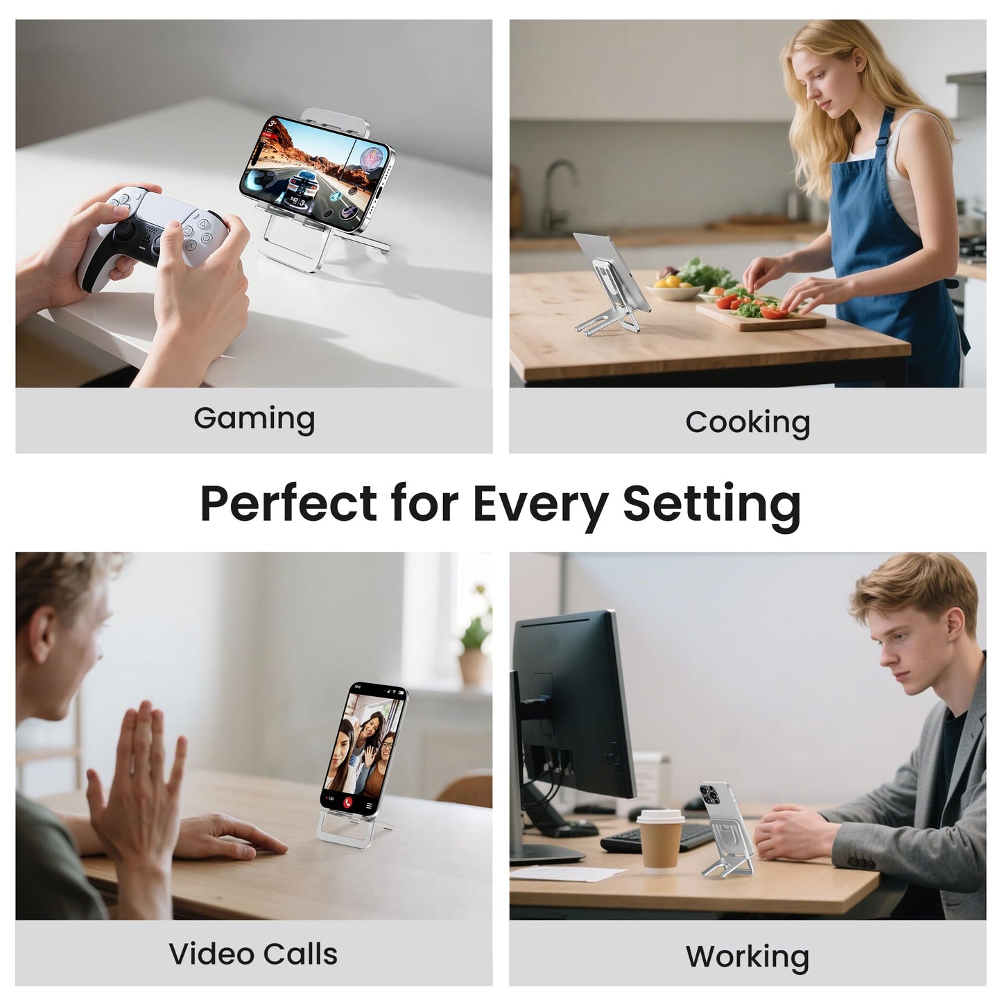 Itramax Portable Cell Phone Stand,Foldable Phone Holder for Desk,Folding Travel Phone Stand,Adjustable Phone Holder for Recording Compatible with iPhone 16 15 Pro Max,iPad mini,Samsung S24 S23,Kindle