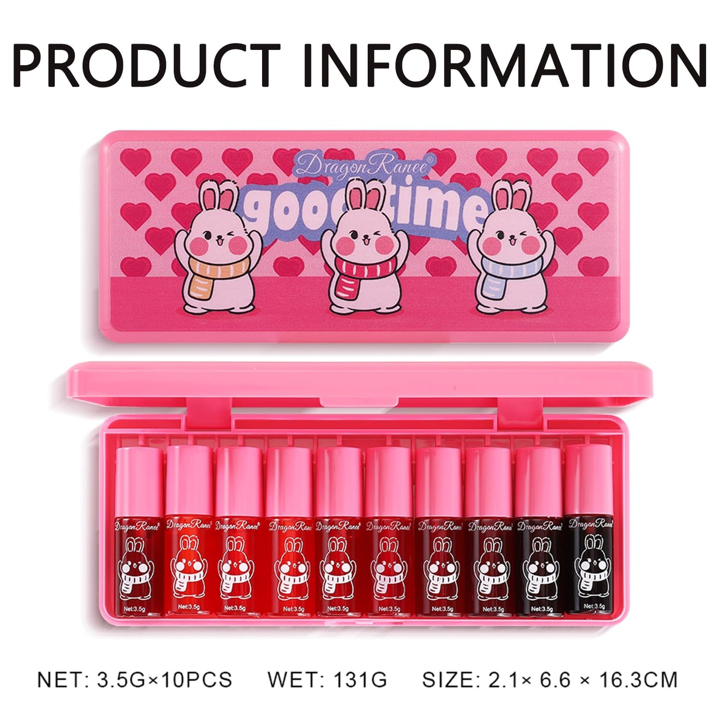 Eakroo 10 Colors Lip Tint Stain Set, Korean Lip Gloss Watery Lip Stain Tint Moisturizing Mini Liquid Lipstick Set, Multi-Use Lip and Cheek Tint, Non-Stick Cup, High Pigment, Long-Lasting, Vivid Color