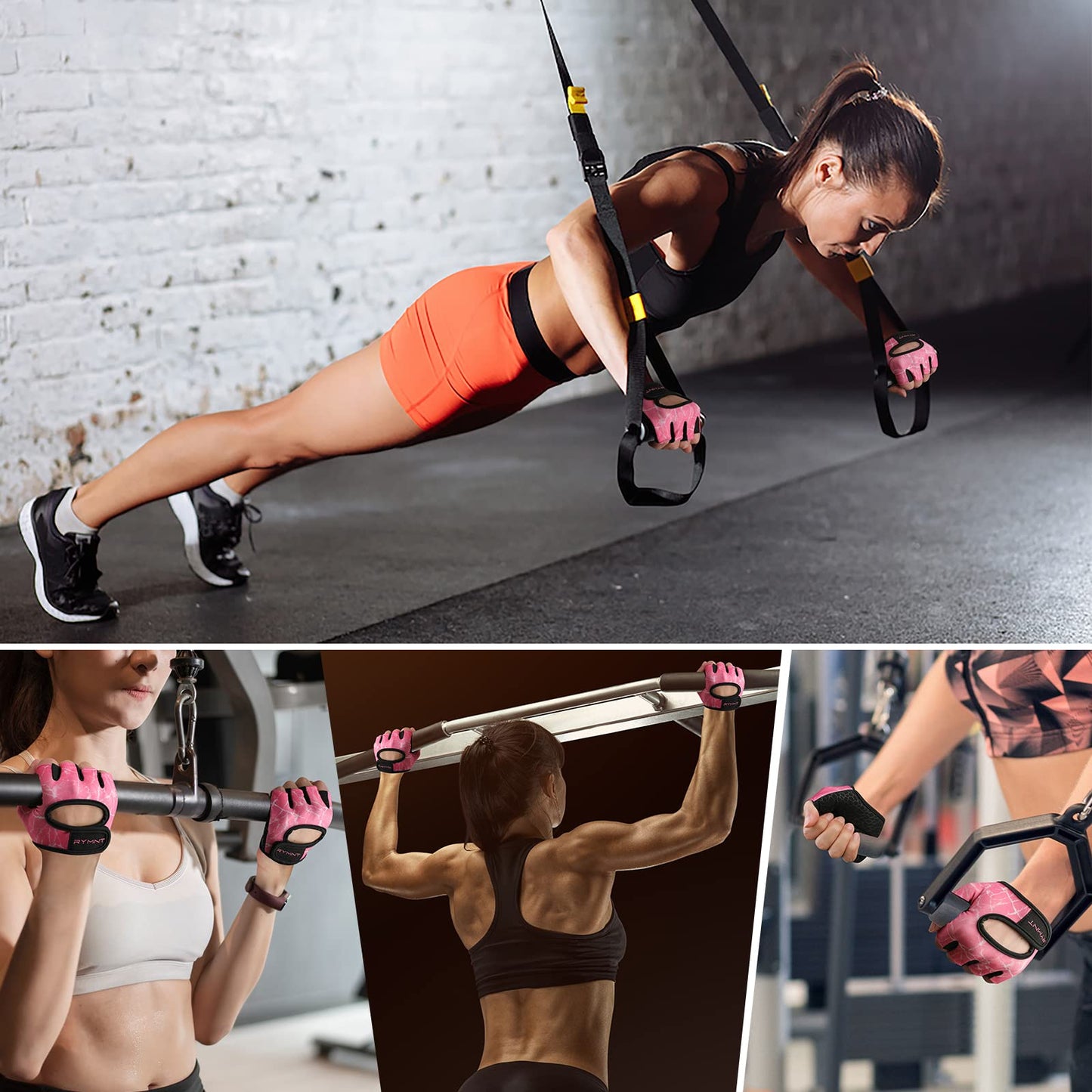 RYMNT Minimal Weight Lifting Gloves,Short Micro Workout Gloves Grip Pads with Full Palm Protection & Extra Grip for Men Women Weightlifting,Gym,Exercise Training.Marble PK-Small