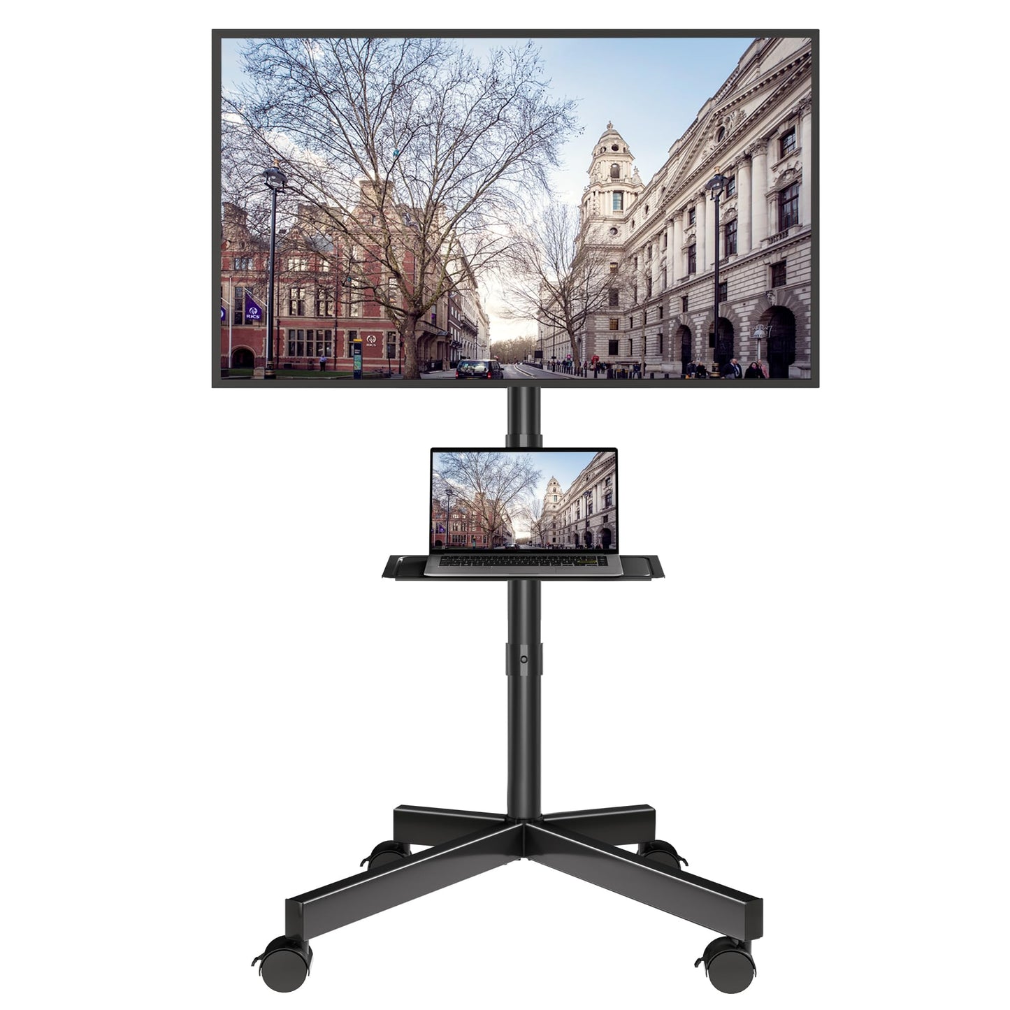 BONTEC Mobile TV Stand with Tilt Function, Rolling TV Stand for 23-60" LED, LCD, OLED TVs, Holds up to 88lbs, Max VESA 400x400mm, Adjustable Media Shelf, TV Cart for Living Room, Bedroom, Office