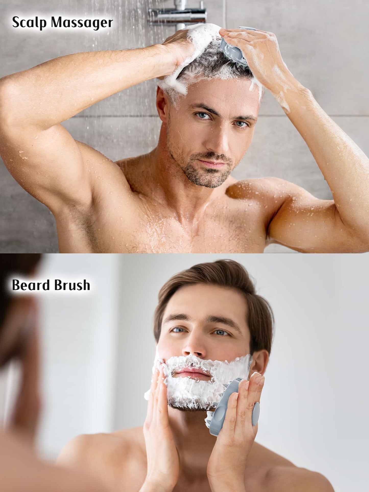 HEETA Hair Scalp Massager Shampoo Brush 2 Pack, Soft Silicone Bristles to Remove Dandruff, Waterproof Hair Scrubber for Both Wet Dry Hair, Suitable for Men & Women (Yellow & Gray)