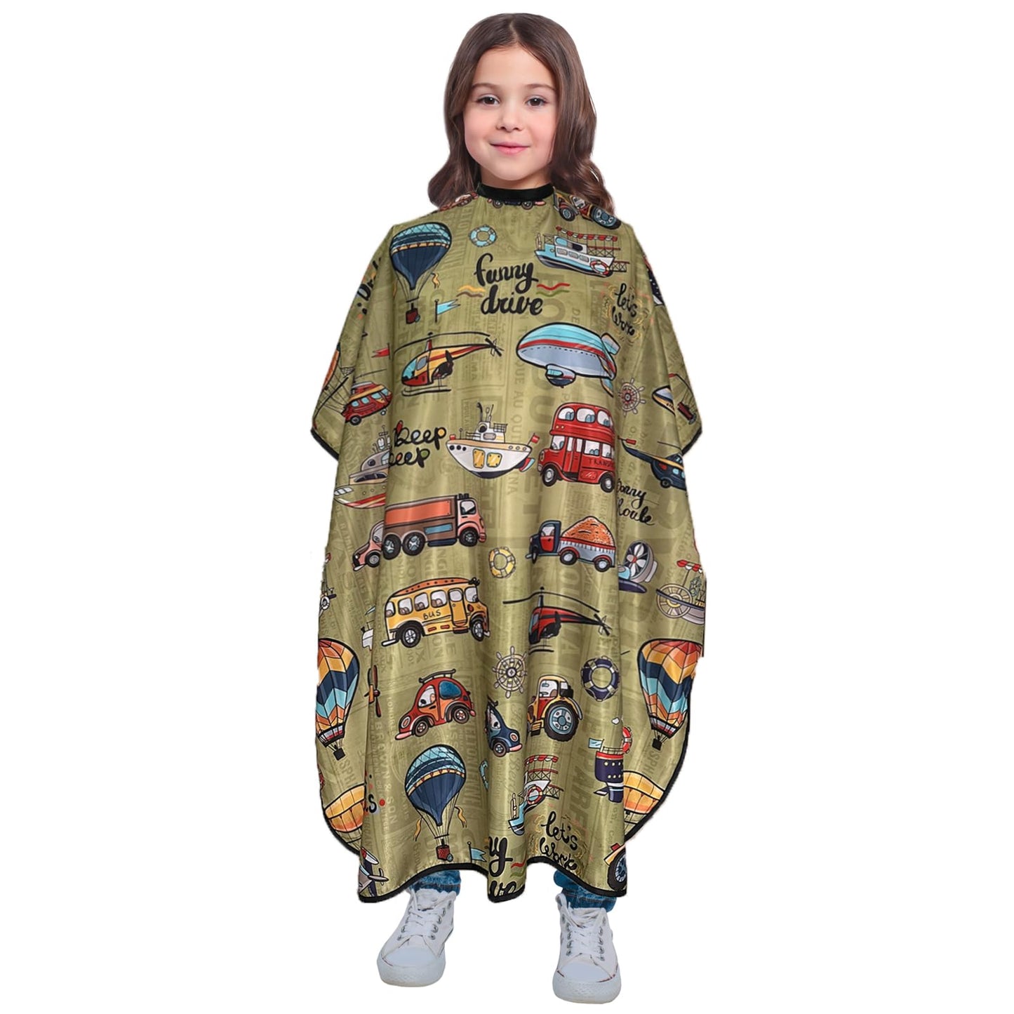 Pelocapa Hair cutting Capes for Kids Waterproof Salon Capes Shampoo Capes for Boys Girls Children - 39"× 51" (Traffic Vehicle Desgin)