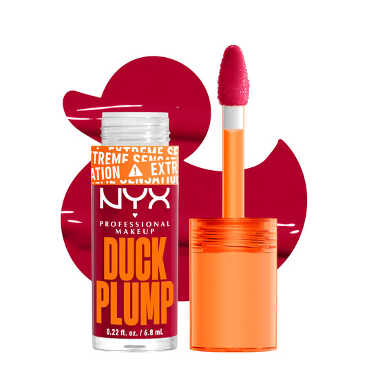 NYX PROFESSIONAL MAKEUP Duck Plump High Pigment Plumping Lip Gloss with Spicy Ginger, Vegan Lip Makeup - Hall Of Flame (True Red)