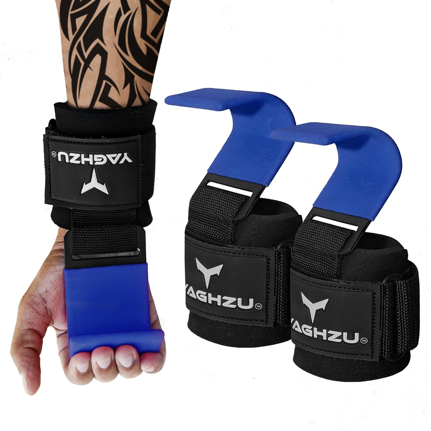 YAGHZU Weight Lifting Hooks, Padded Weight Lifting Straps Wrist Straps for Men and Women, Premium Deadlift Straps for Weightlifting and Powerlifting, Weight Lifting Gloves for Pull Ups