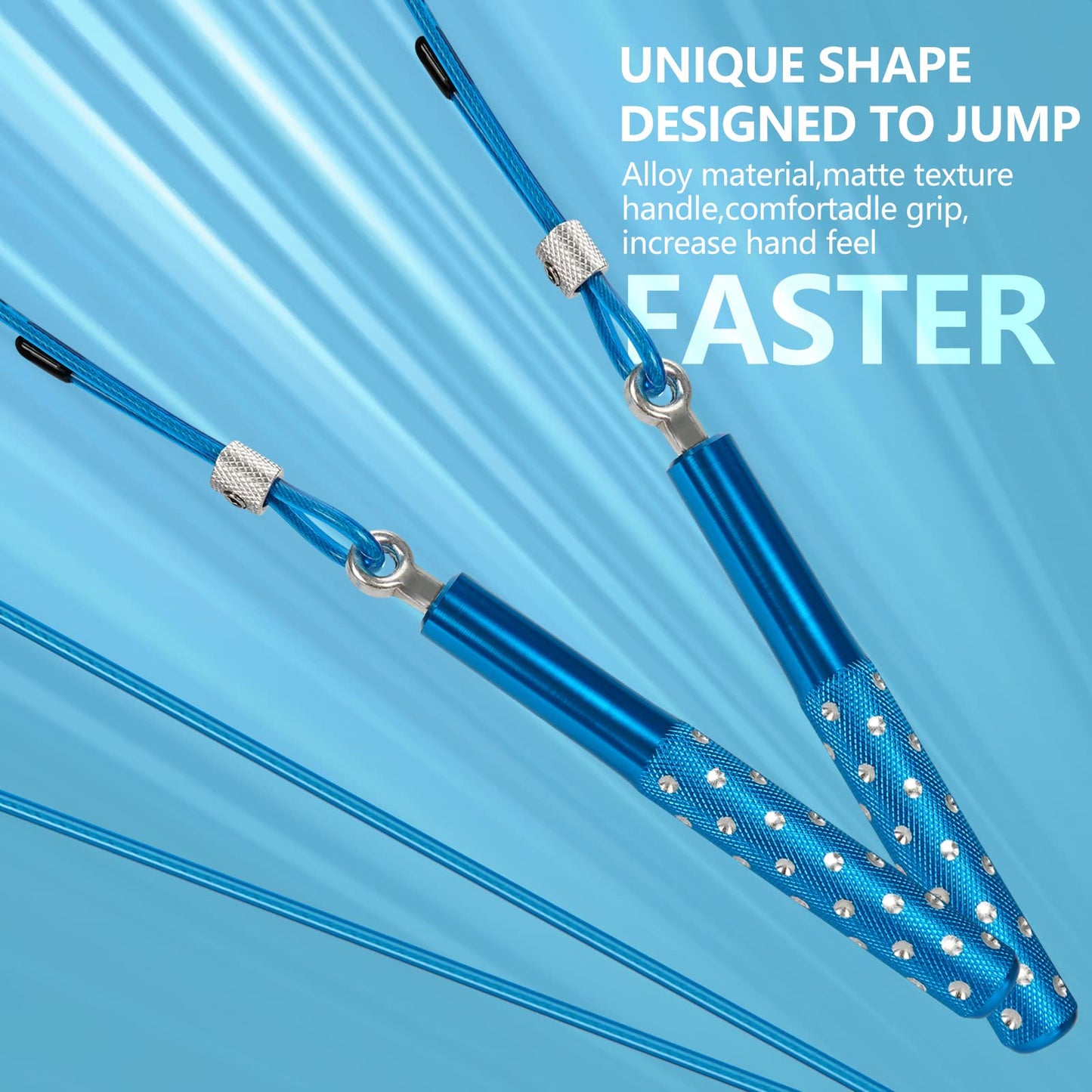 Jump Rope, Wastou Speed Jumping Rope for Training Fitness Exercise, Adjustable Adults Workout Skipping Rope for Men, Women, Kids, Girls (Blue-B)