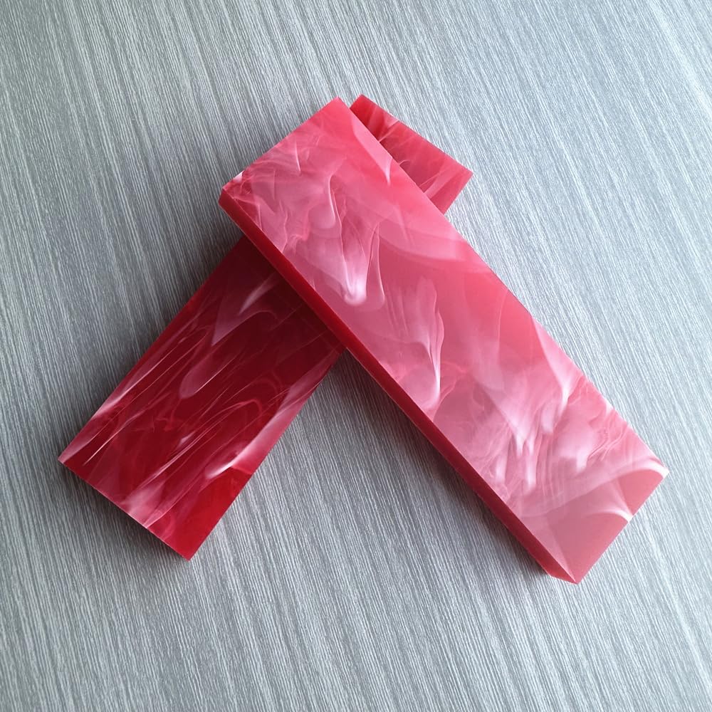 Uotowell Pre-Cut Epoxy Resin Scales Blanks for Decorative Inlays in Guitar Bodies, Necks, Engraved Knife Handle and Gun Grips - Cherry