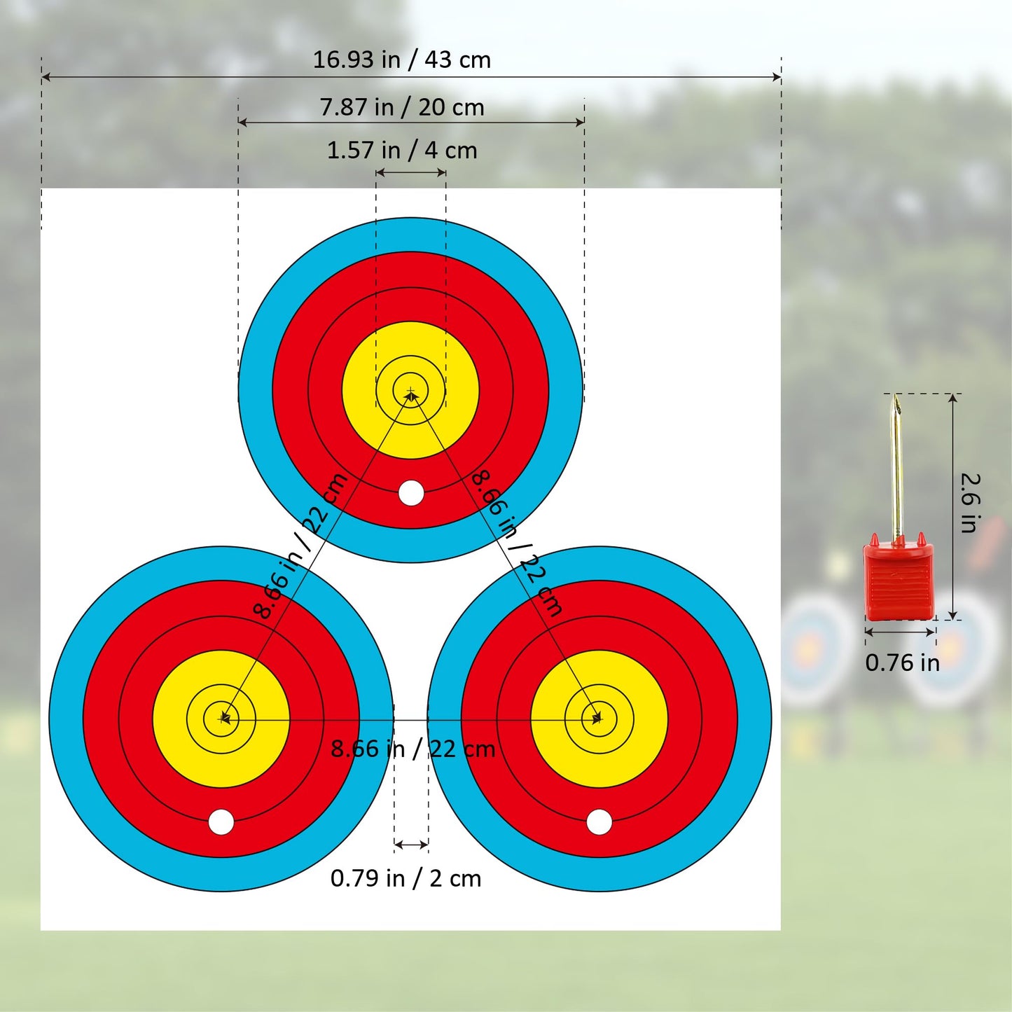 MOLFUJ Archery Targets Paper 3 Spot, New Las Version 30pcs/50pcs, Archery Target Pins Included, Bow and Arrow Targets for Hunting Backyard, Archery Target Practice Accessories