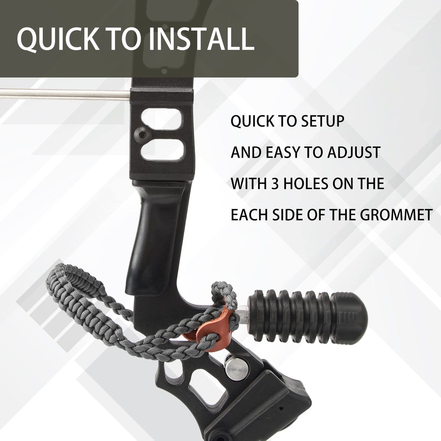 Elm Ray Archery Bow Wrist Sling 550 Paracord,Durable 100% Full Grain Leather with Strong Metal Grommet,Comfortable and Light,Fit Compound Bow Stabilizer & Recurve (Gray)