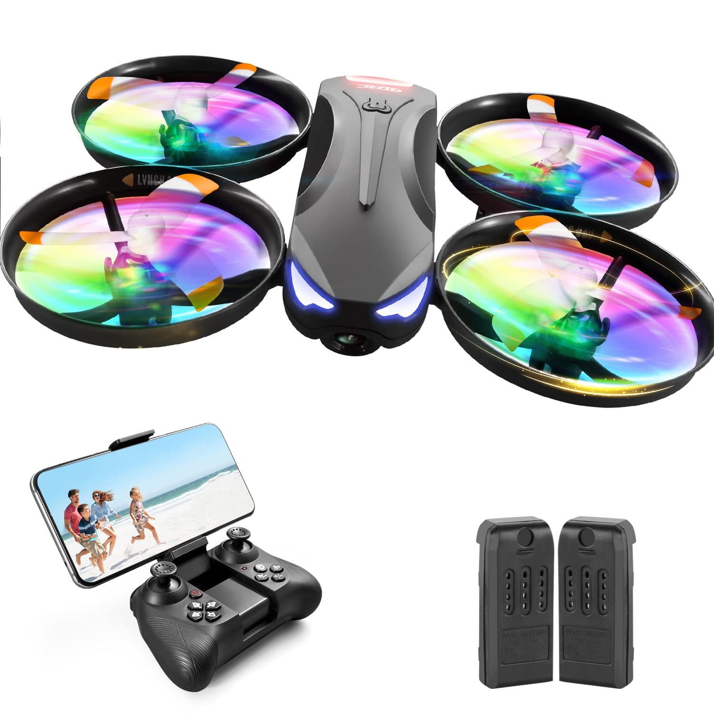 4DRC V16 Drone with Camera for Kids,1080P FPV Camera Mini RC Quadcopter Beginners Toy with 7 Colors LED Lights,3D Flips,Gesture Selfie,Headless Mode,Altitude Hold,Boys Girls Birthday Gifts,