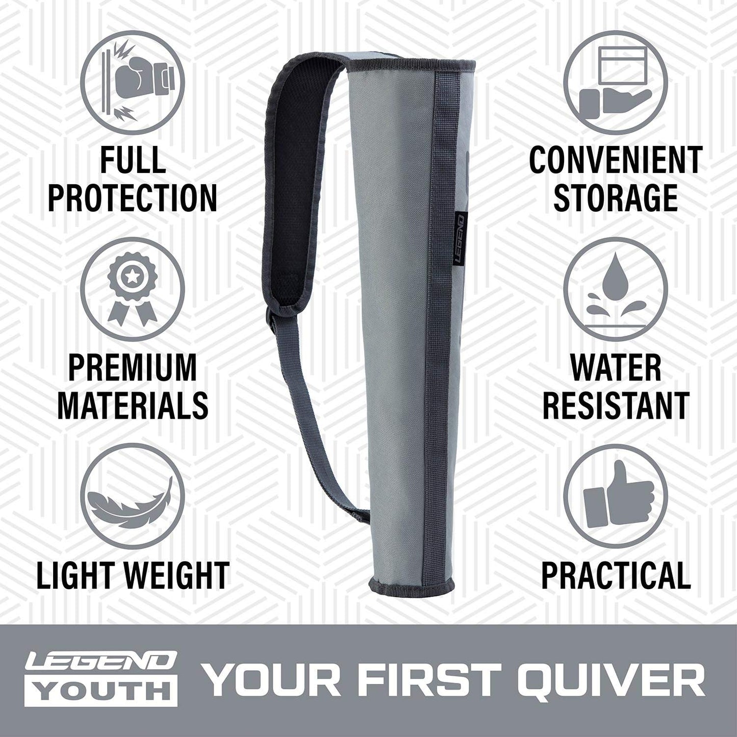 Legend Arrow Quiver for Kids and Adults - Arrow Case for 16 Arrows - Back Bow Quiver for Left or Right-Handed Archers - Sling Arrow Carry Case - Arrow Holders for Archery with Padded Shoulder Strap