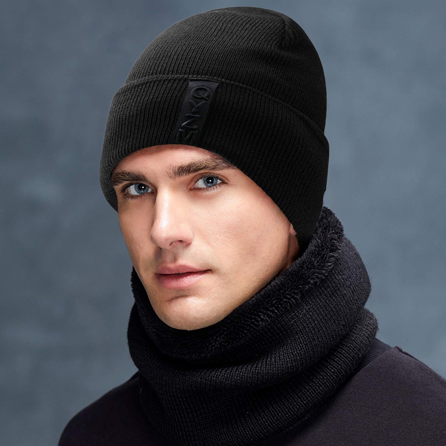 Hongtellor Knit Beanie Warm Thick Lined Hat Mens Winter Skull Cap Unisex Beanie Cap Black