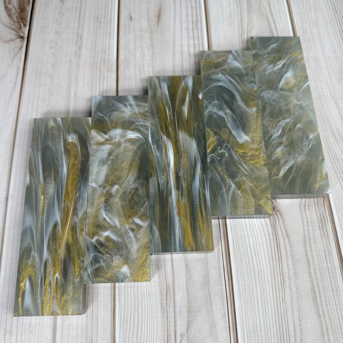 Uotowell Pre-Cut Epoxy Resin Scales Blanks for Decorative Inlays in Guitar Bodies, Necks, Engraved Knife Handle and Gun Grips - Stone Gray