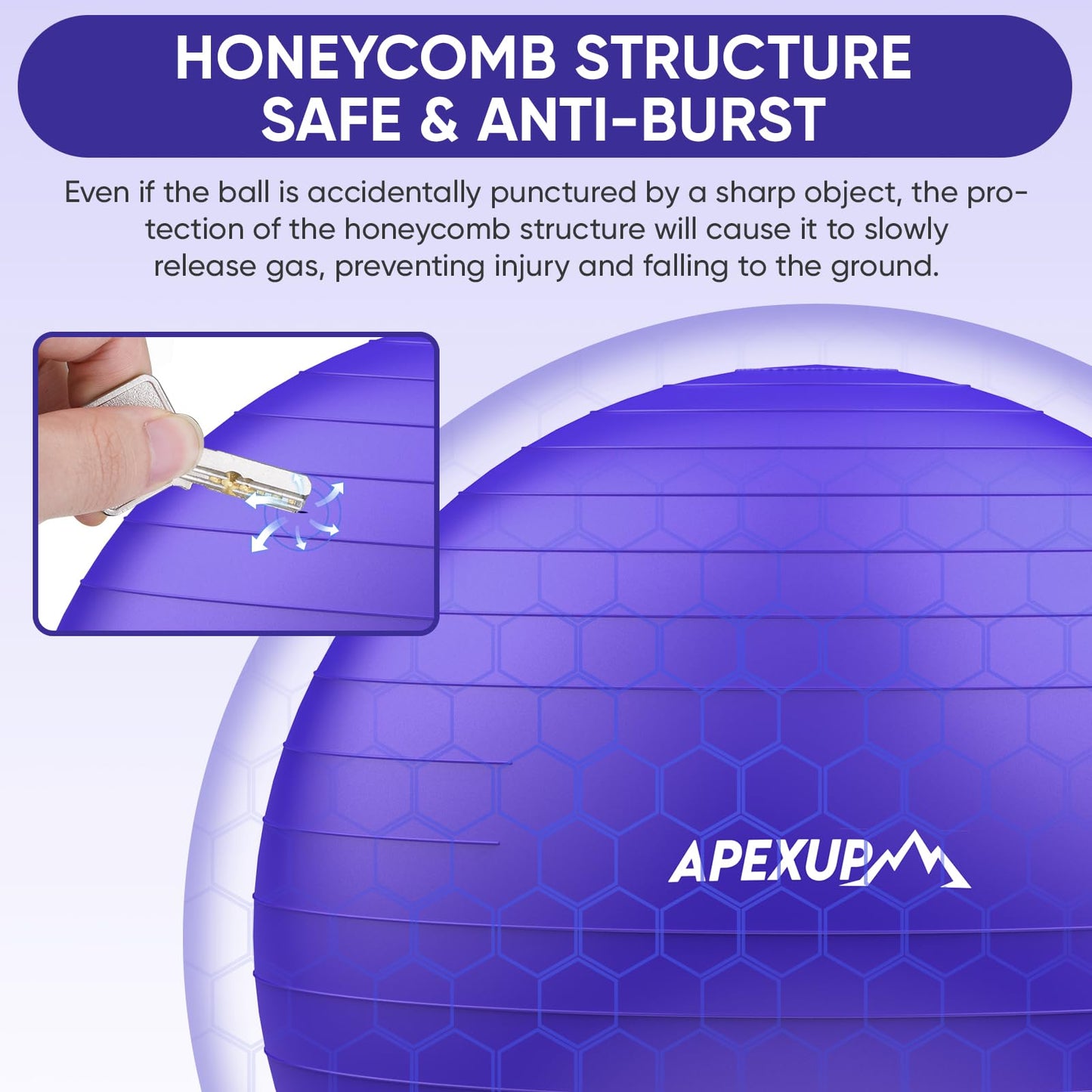 APEXUP Yoga Ball Exercise Ball, Anti Slip Stability Ball Chair, Heavy Duty Large Gym Ball for Fitness, Balance, Core Workout and Physical Therapy (S (15"~18") 45cm, Indigo)