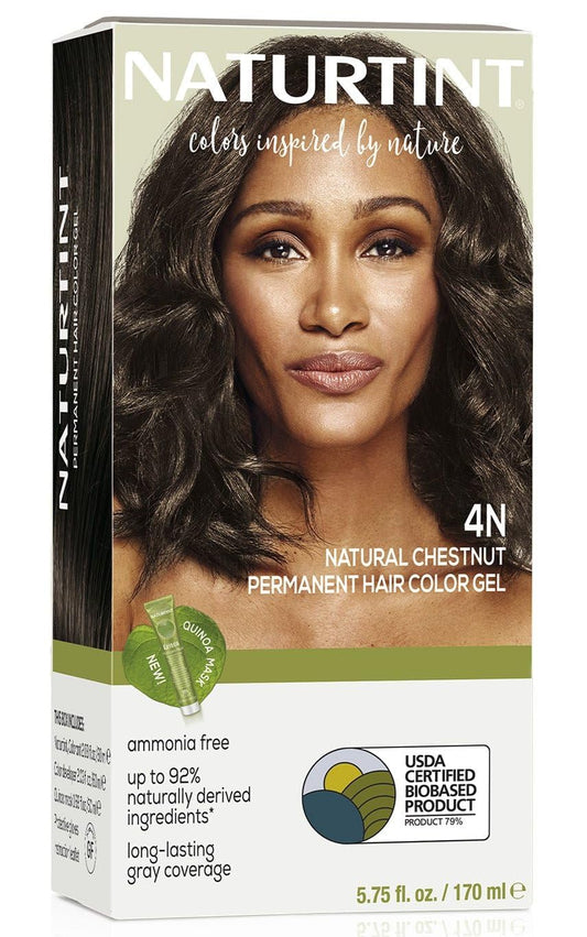 Naturtint 4N Natural Chestnut Permanent Hair Color (Pack of 1), Ammonia Free, Vegan, Cruelty Free, up to 100% Gray Coverage, Long Lasting Results (Packaging may vary)