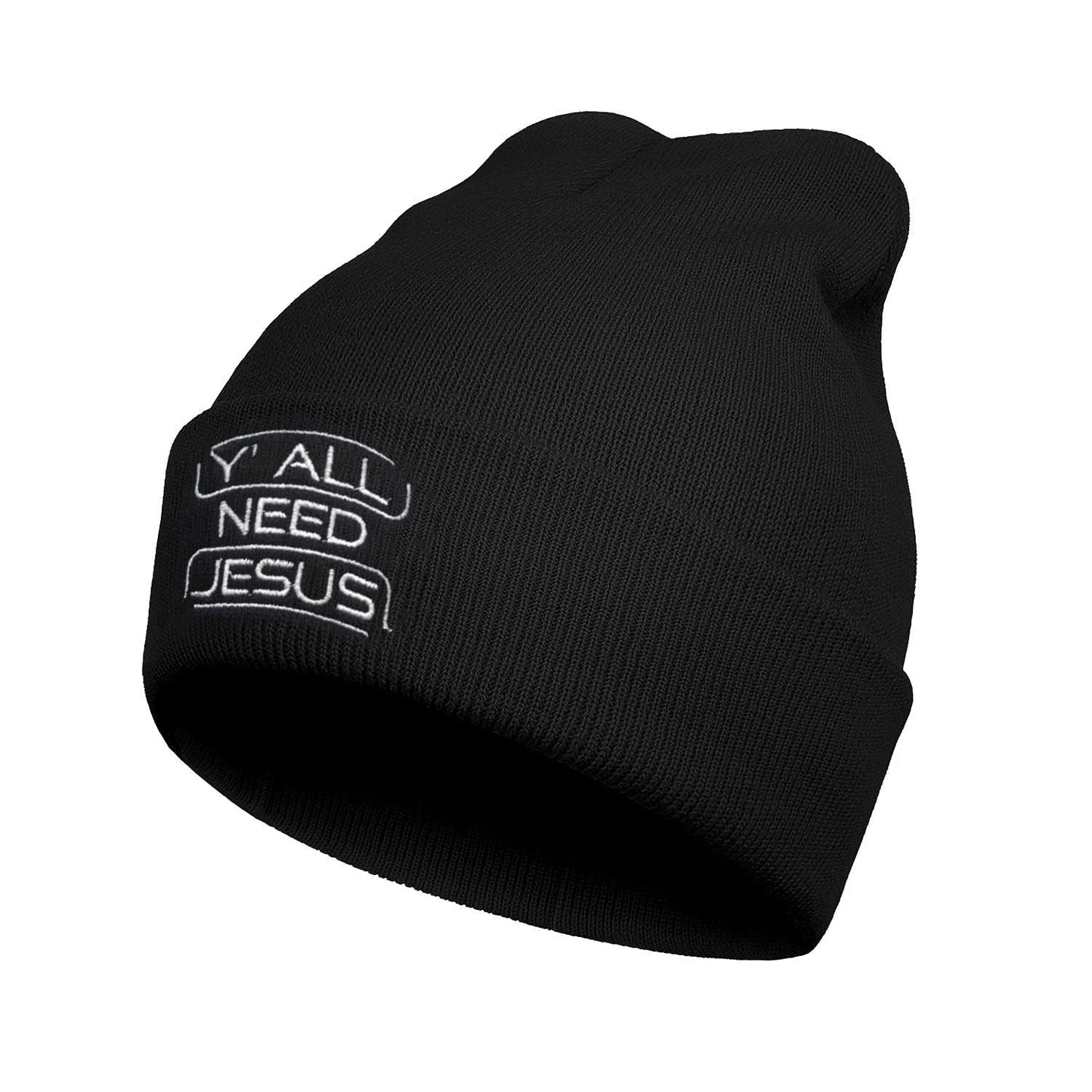 Y'all Need Jesus Embroidery Beanie for Men & Women, Faith Multi-Season Stretch Skull Knit Hats, Winter Warm Beanie