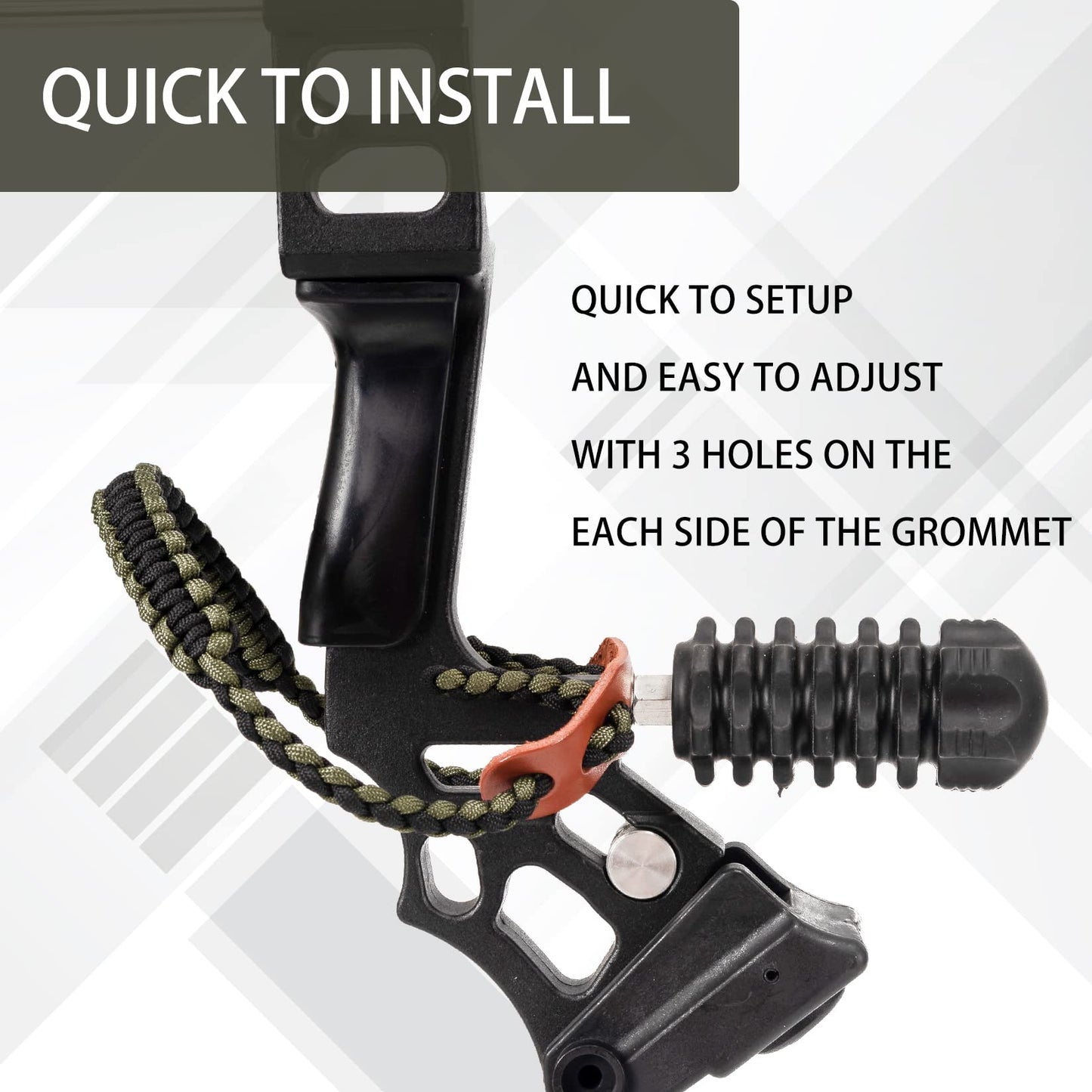 Elm Ray Archery Bow Wrist Sling 550 Paracord,Durable 100% Full Grain Leather with Strong Metal Grommet,Comfortable and Light,Fit Compound Bow Stabilizer & Recurve (Army Green&Black)