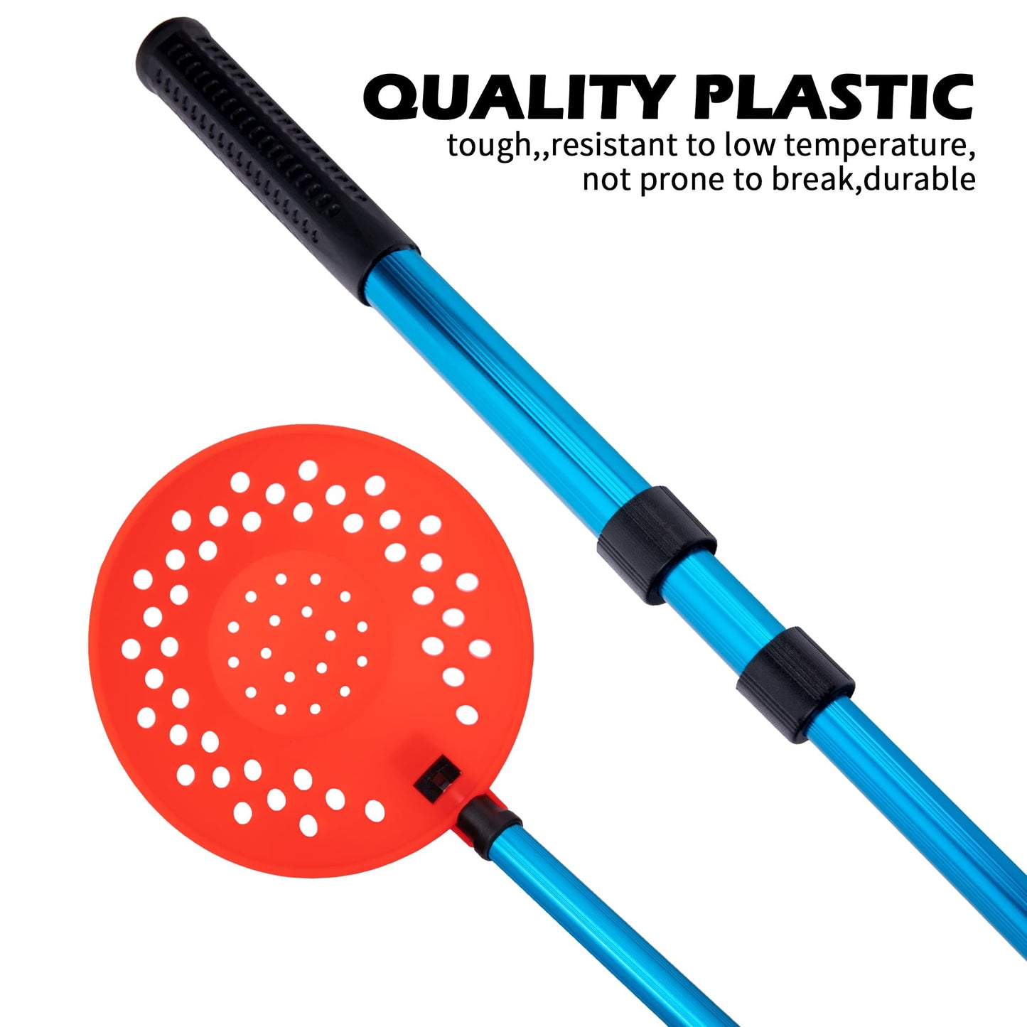 Sfcddtlg Adjustable Ice Fishing Skimmer Scoop- 33.4 Inch Winter Ice Fishing Scooper with Long Handle- Ice Fishing Gear for Scooping Out Ice While Fishing (Blue)