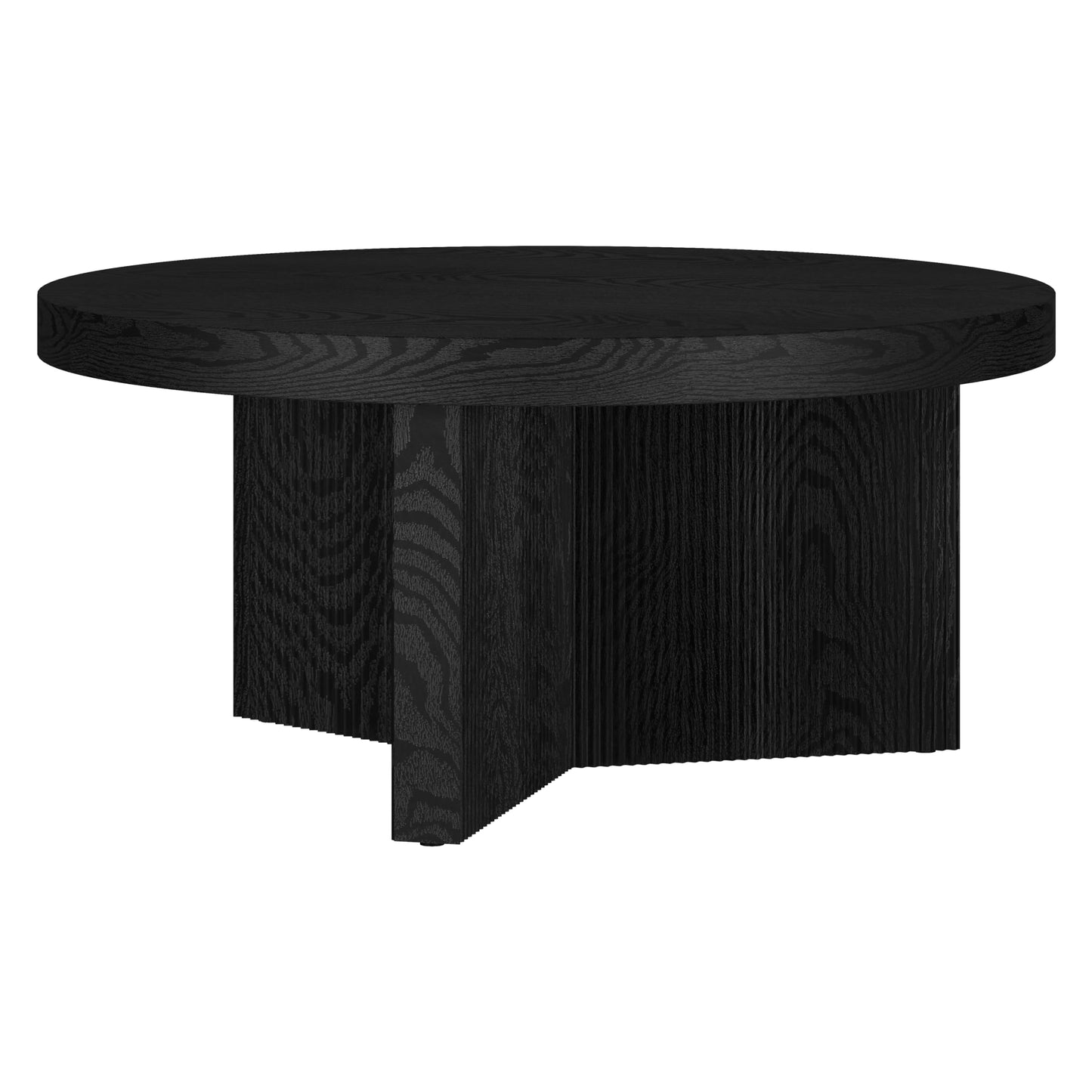 Henn&Hart 32" Wide Round Coffee Table in Natural Black, for Home, Living Room, Bedroom, Entertainment Room, Office