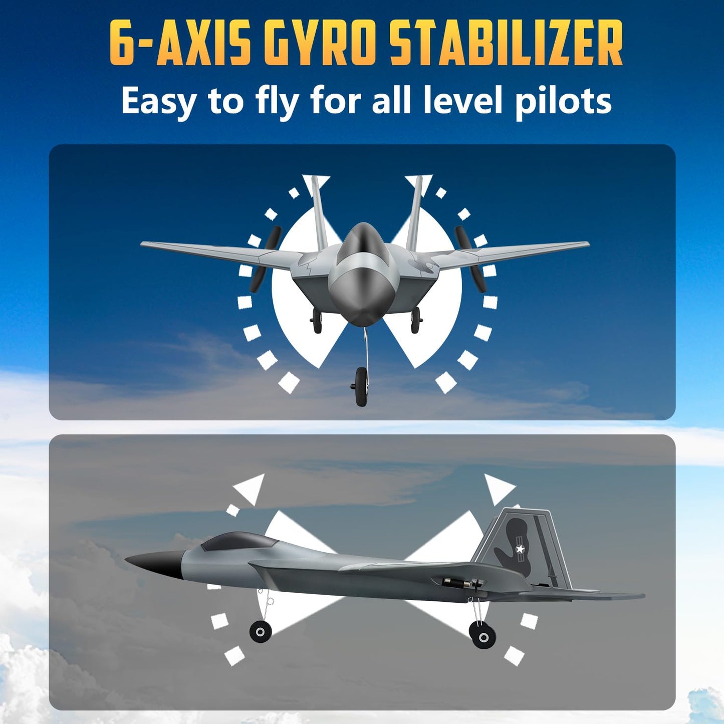 HAWK'S WORK 2 CH RC Airplane, F-22 Plane Ready to Fly, 2.4GHz Remote Control, Easy to Fly RC Glider for Kids & Beginners