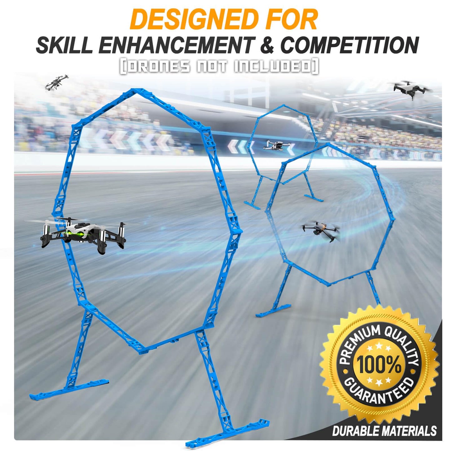 Beria Drone Obstacle Course, Includes 3 Pack Easy to Build Obstacle Hoop, FPV Racing Drone Loop Gate, Suitable Competition RC FPV Racing of Drones or Model Aircraft Games for Age 6-12 Kids or Adults