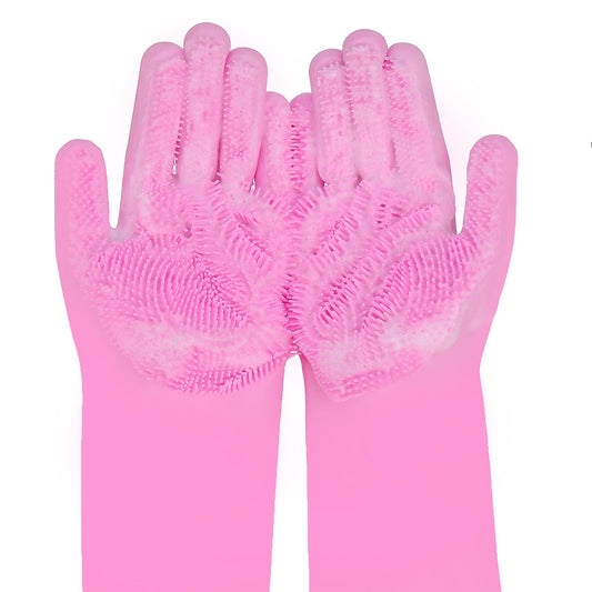 WJWJA- Pet Grooming Gloves Pet Grooming, Enhanced 5-Finger Design for Bathing and Massaging, Shedding and De-Shedding Tools for Dogs and Cats（pink）