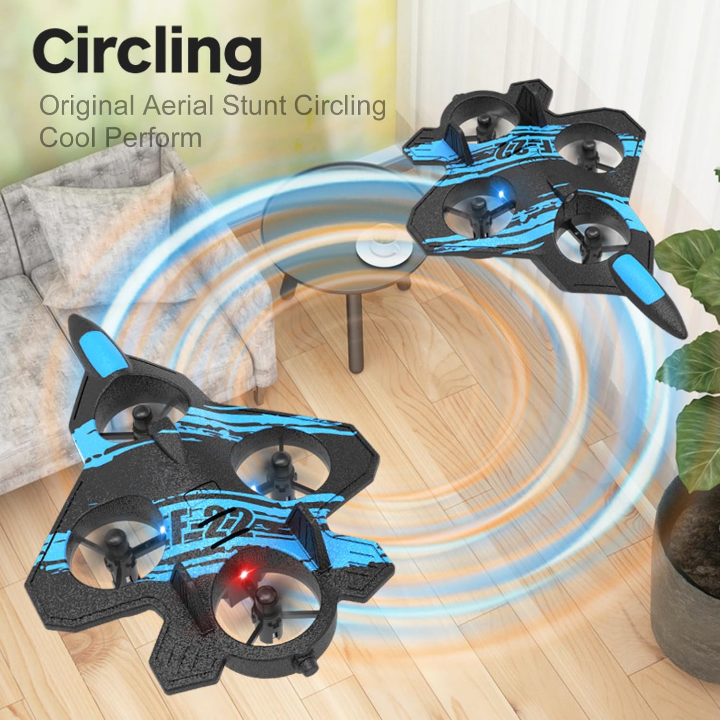 MATHSLICE RC AirPlane Drone, Remote Control Airplane Quadcopter with Auto Hovering,3D Flips,3 Speed Modes,long Flight Distance Flying Time [ Blue ]