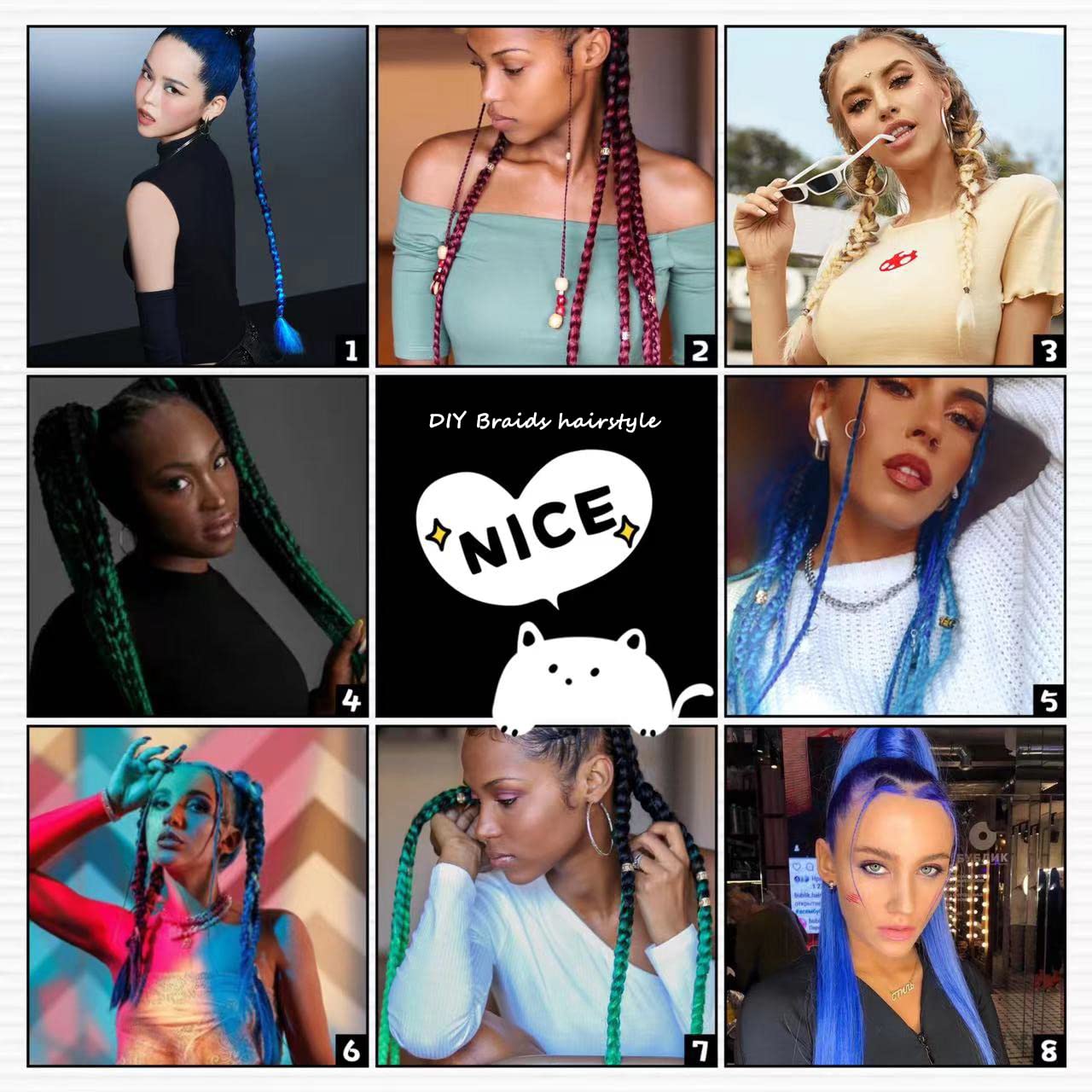 Braided Ponytail Extension with Hair Tie Purple Gradient Straight Wrap Around Hair Braid Extensions Ponytail Natural Soft Synthetic Hair Piece for Women Daily Wear (Black/Purple/Bug#)