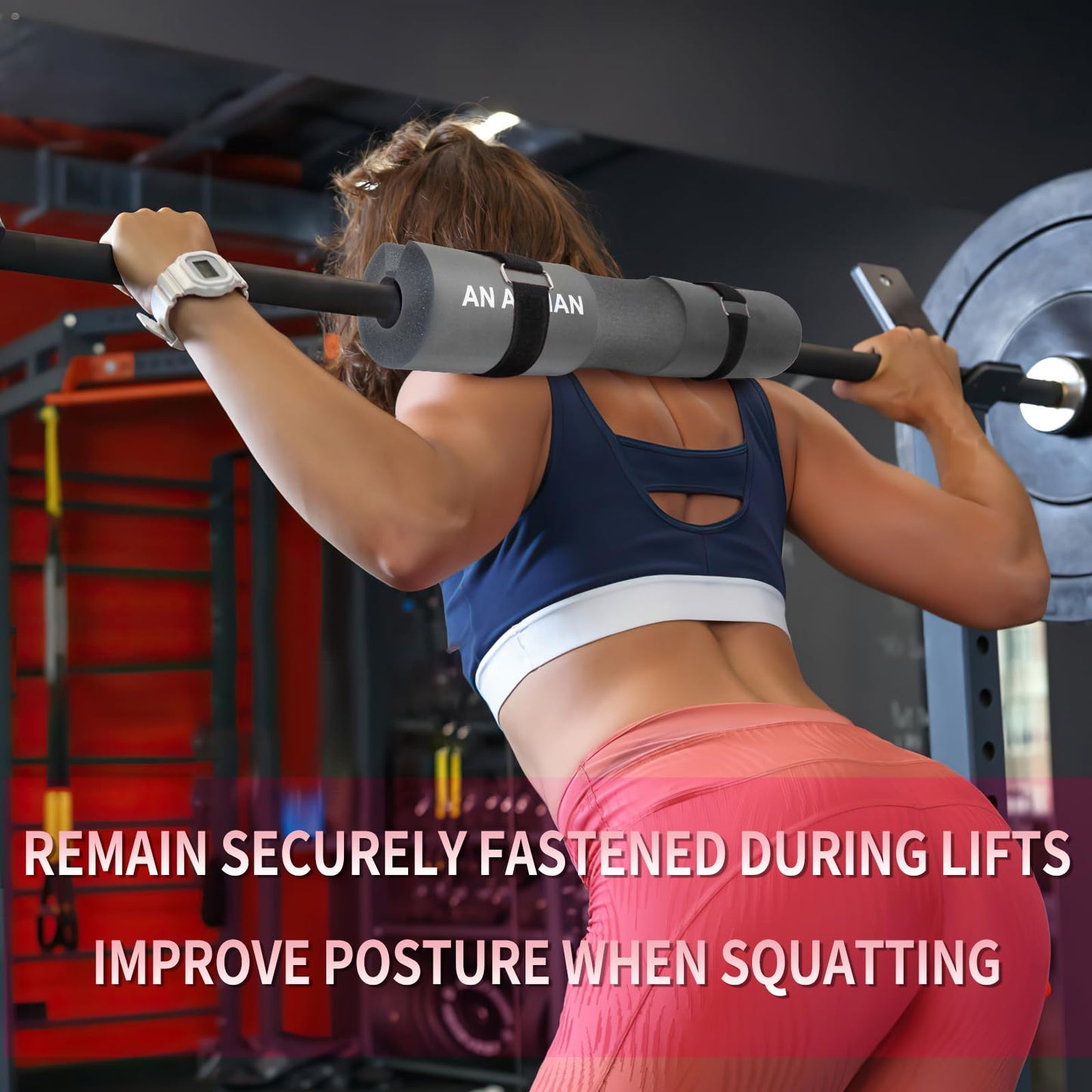 AN AMMAN Barbell Pad Perfect for Squat, Hip Thrust - Relieves Neck and Shoulder Pain Thick Foam Cushion - Gym Workout Smith Machine Thruster Weightlifting Green